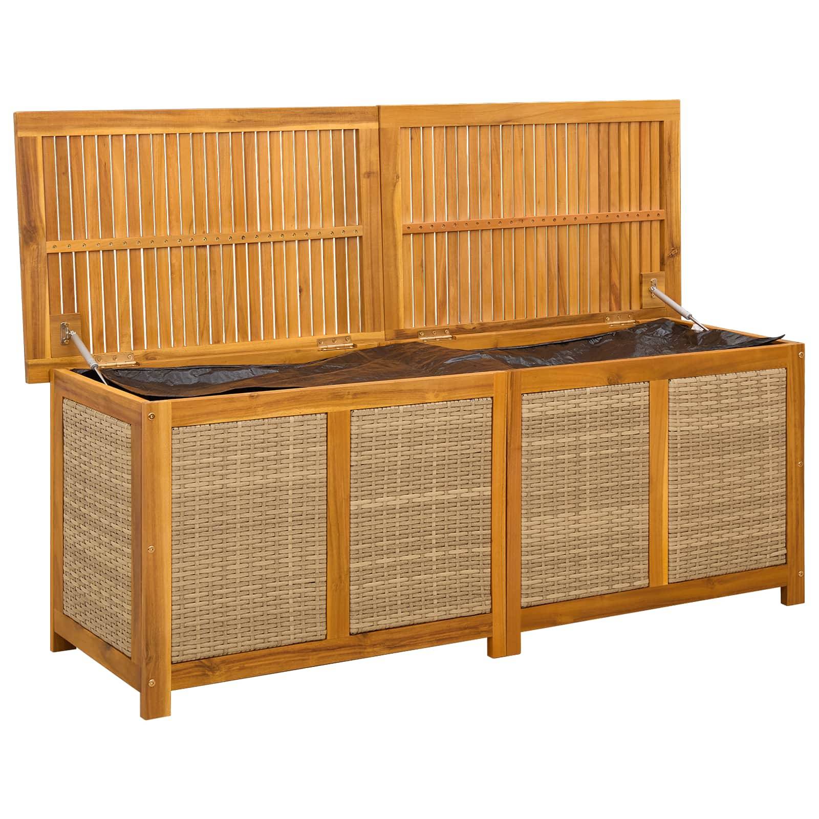 vidaXL Gartenlagerbox 185 L Massivholz Akazie 150 x 50 x 56 cm Beige