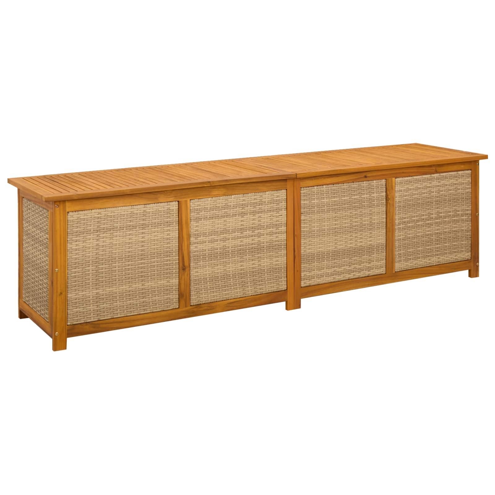 vidaXL Gartenlagerbox 185 L Massivholz Akazie 200 x 50 x 56 cm Beige