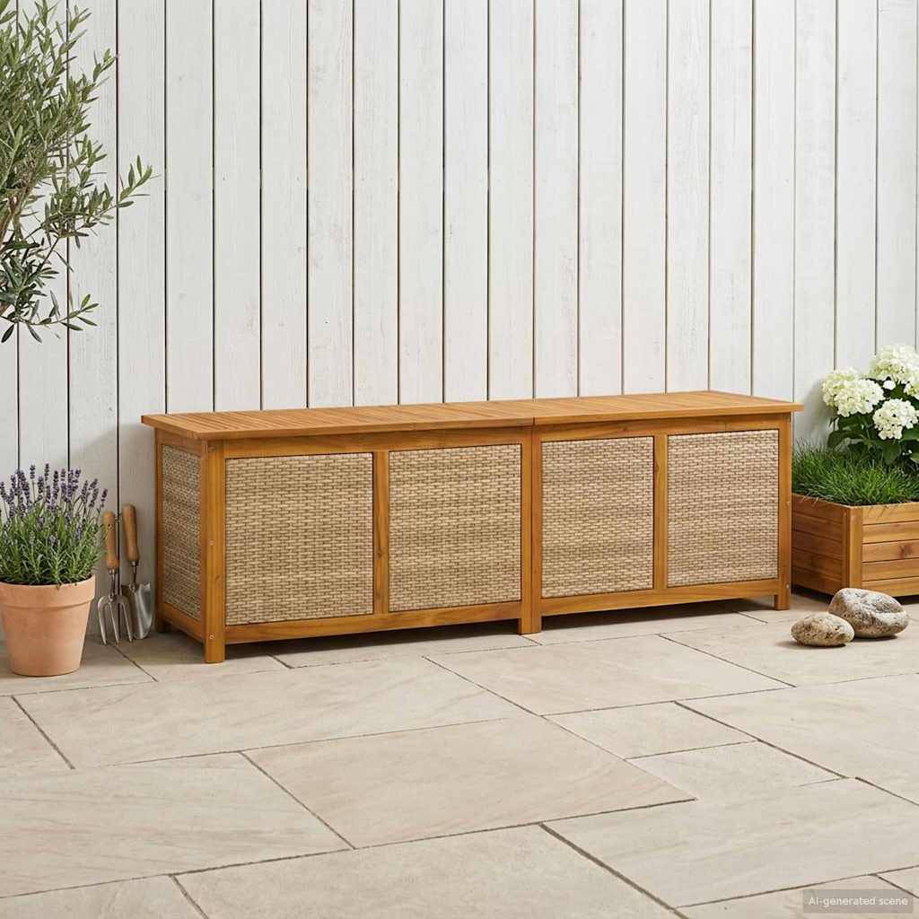 vidaXL Gartenlagerbox 185 L Massivholz Akazie 200 x 50 x 56 cm Beige