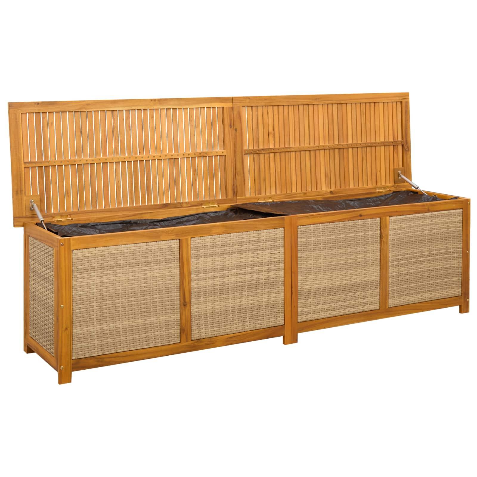vidaXL Gartenlagerbox 185 L Massivholz Akazie 200 x 50 x 56 cm Beige