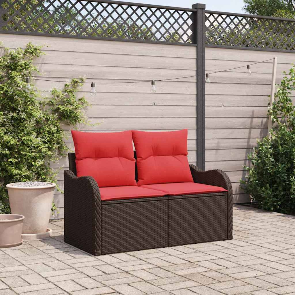 vidaXL Garten-Sofa mit Kissen 121 x 62 x 69 cm Poly-Rattan