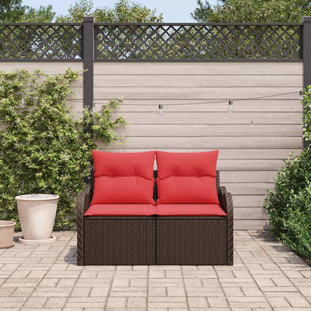 vidaXL Garten-Sofa mit Kissen 121 x 62 x 69 cm Poly-Rattan