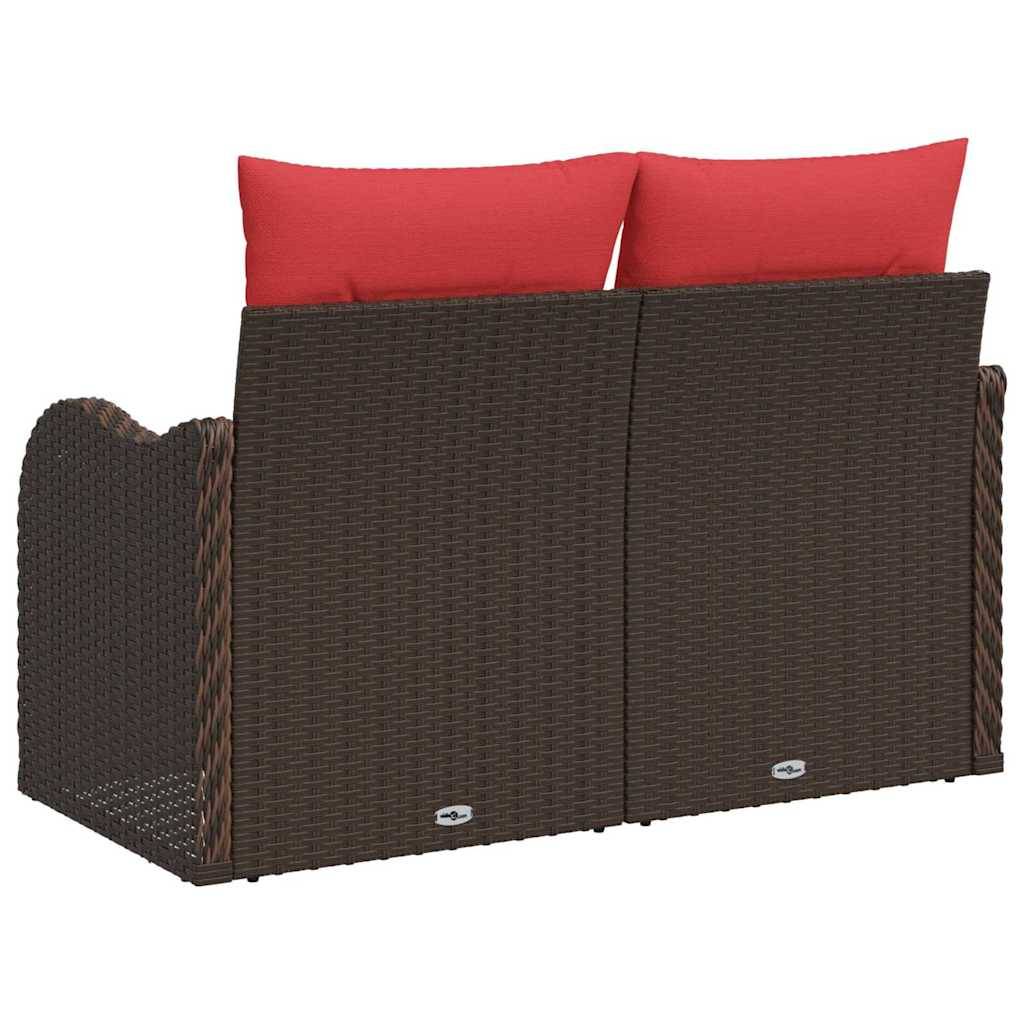 vidaXL Garten-Sofa mit Kissen 121 x 62 x 69 cm Poly-Rattan