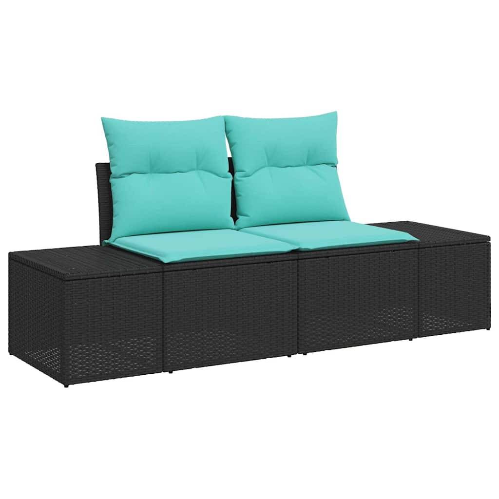vidaXL Garten-Sofa-Set 9 stk. Schwarz und Türkis Poly-Rattan