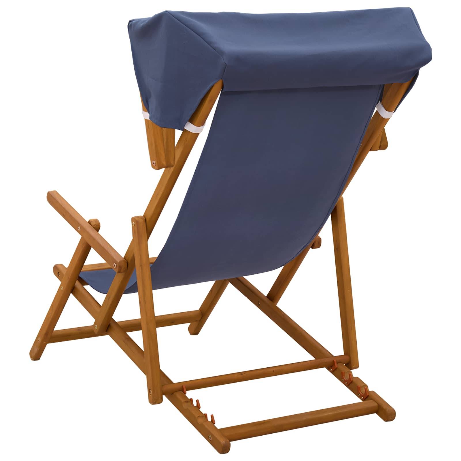 vidaXL Liegestuhl 3 Position Massives Eukalyptus Holz Blau