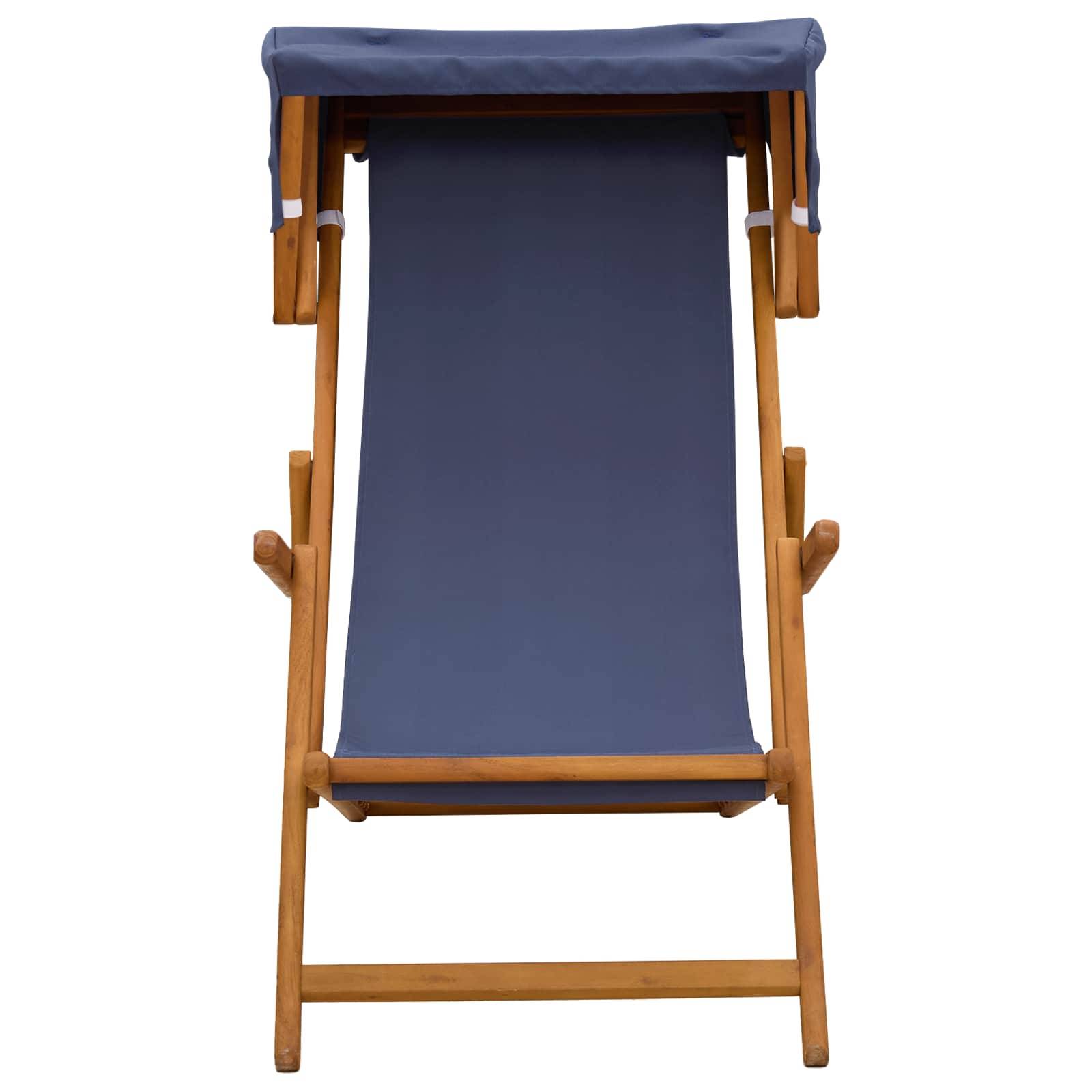 vidaXL Liegestuhl 3 Position Massives Eukalyptus Holz Blau