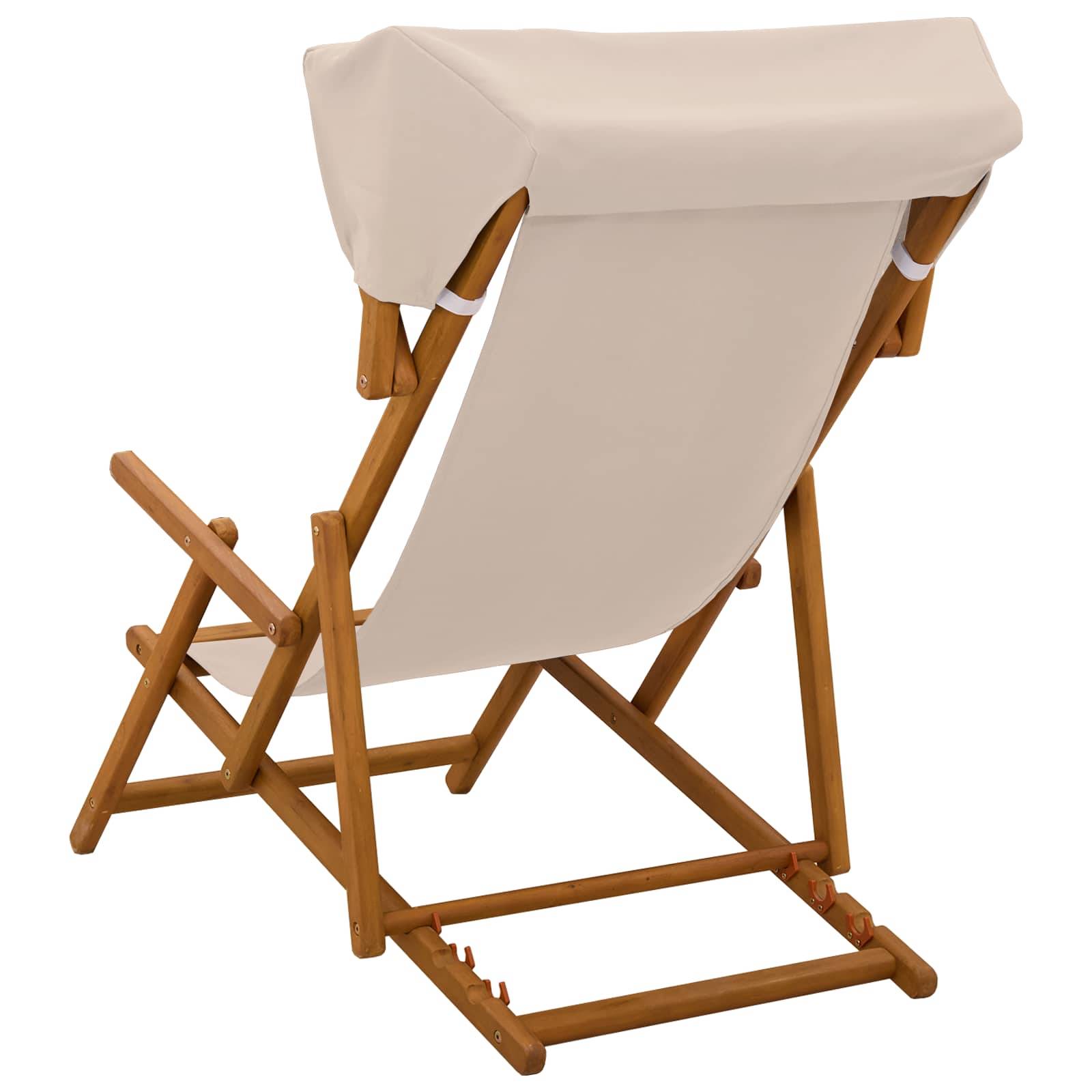 vidaXL Liegestuhl 3 Position Massives Eukalyptus Holz Beige