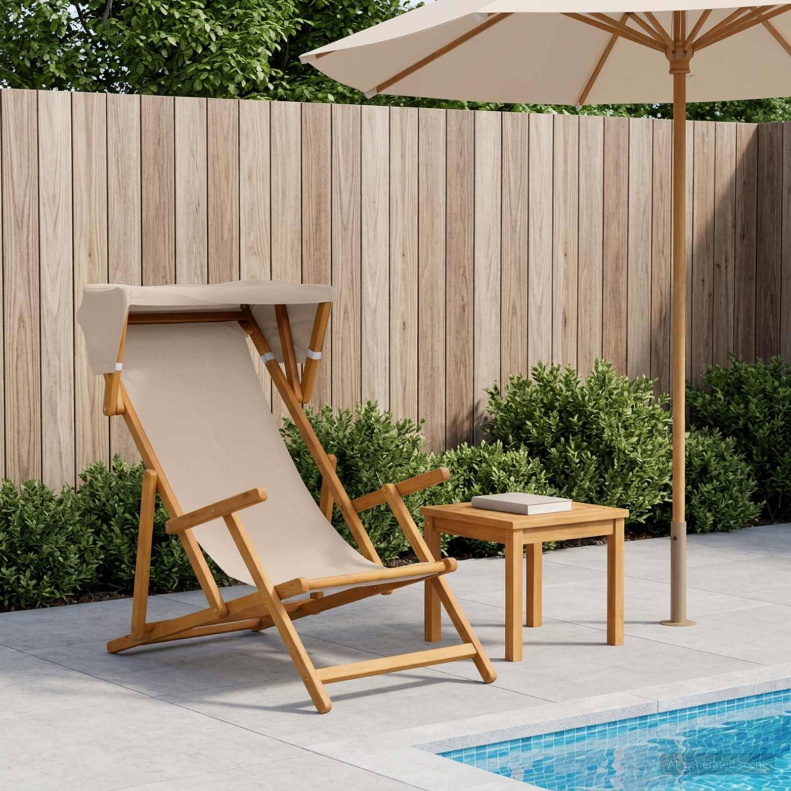 vidaXL Liegestuhl 3 Position Massives Eukalyptus Holz Beige