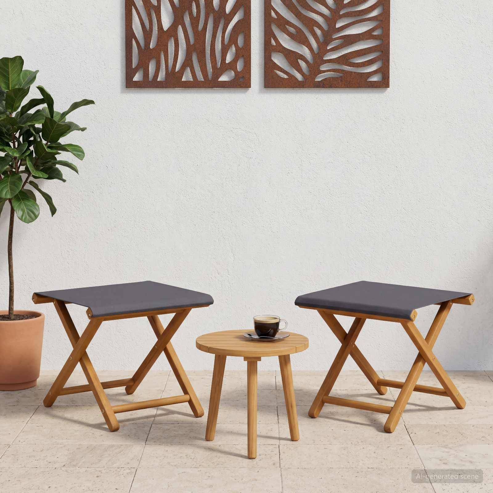 vidaXL Liegestuhl 2 pcs Massives Eukalyptus Holz Grau