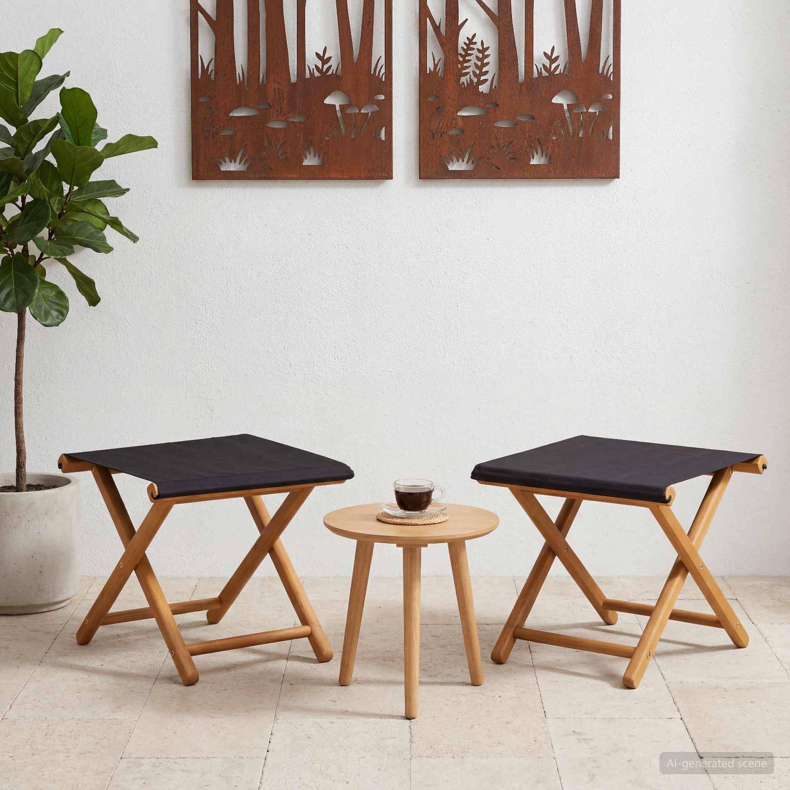 vidaXL Liegestuhl 2 pcs Massives Eukalyptus Holz Schwarz
