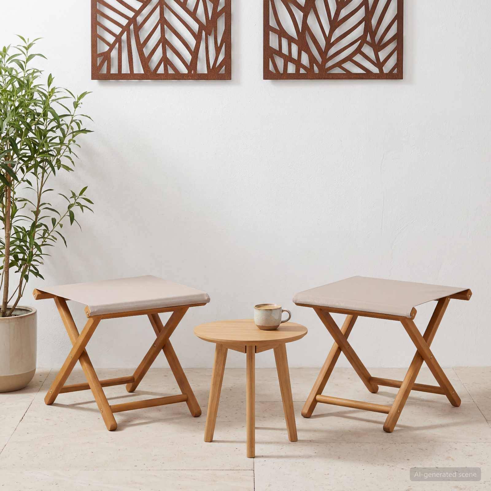 vidaXL Liegestuhl 2 pcs Massives Eukalyptus Holz Beige