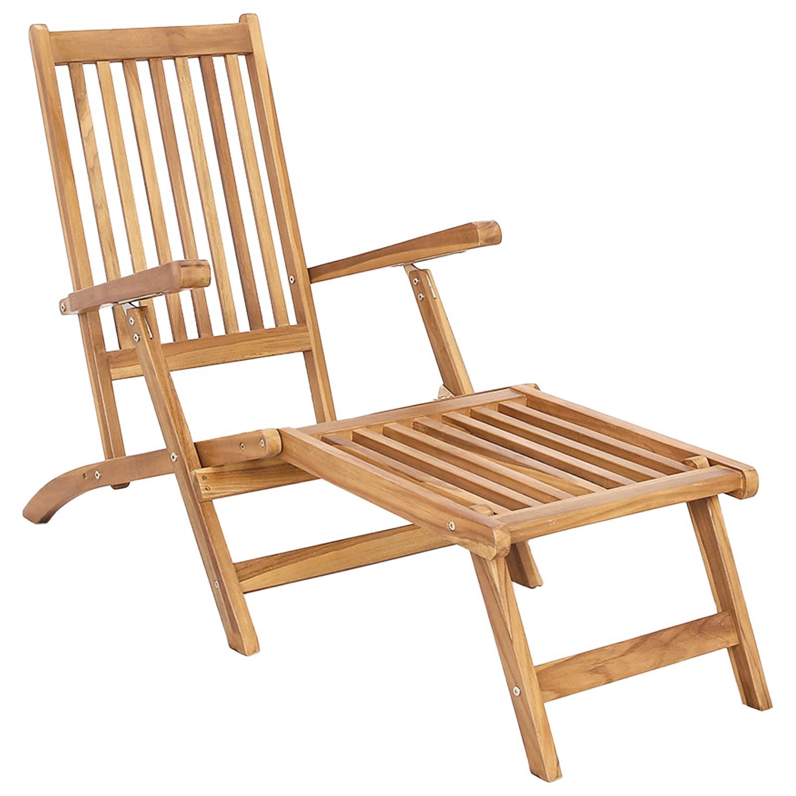 vidaXL Faltbarer Deckstuhl Natur Massivholz Teak