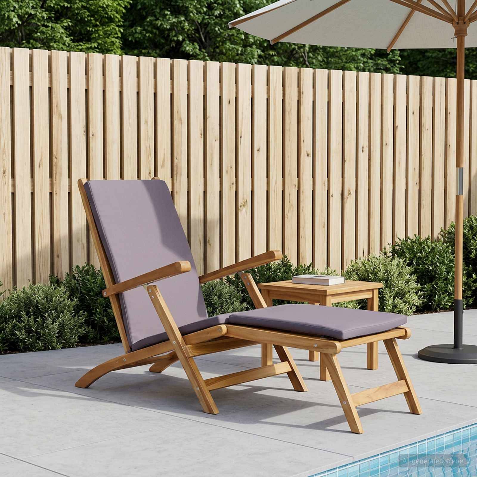 vidaXL Klappliegestuhl mit Kissen Dunkelgrau Massivholz Teak