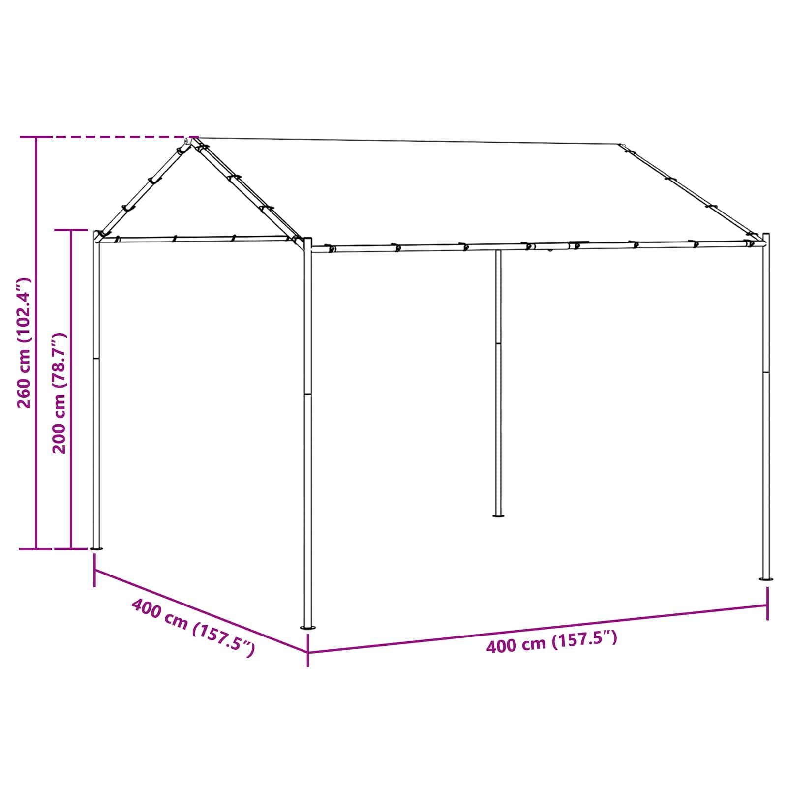vidaXL Pavillon 4 x 4 x 2,6 m Taupe Polyester und Stahl