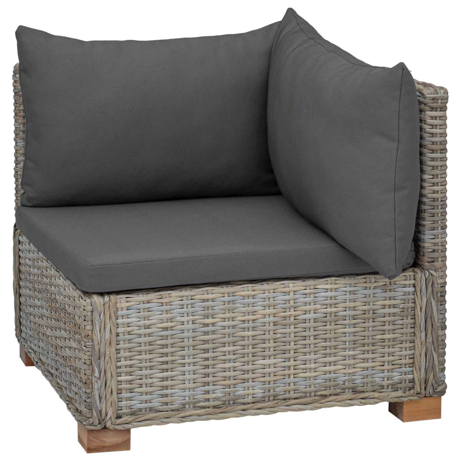 vidaXL Ecksofa mit Kissen GENDT Natürliches Rattan Kubu Grau
