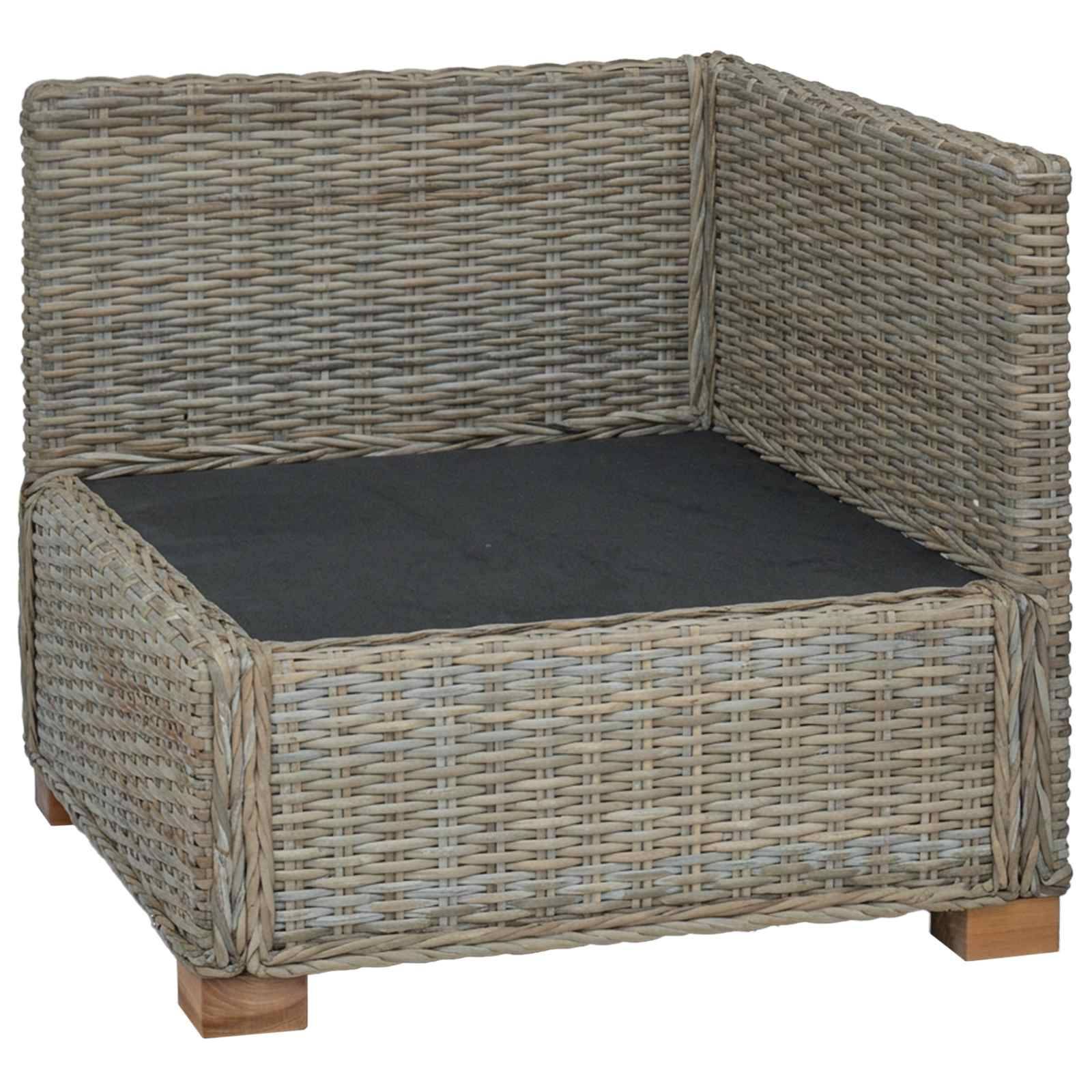 vidaXL Ecksofa mit Kissen GENDT Natürliches Rattan Kubu Grau
