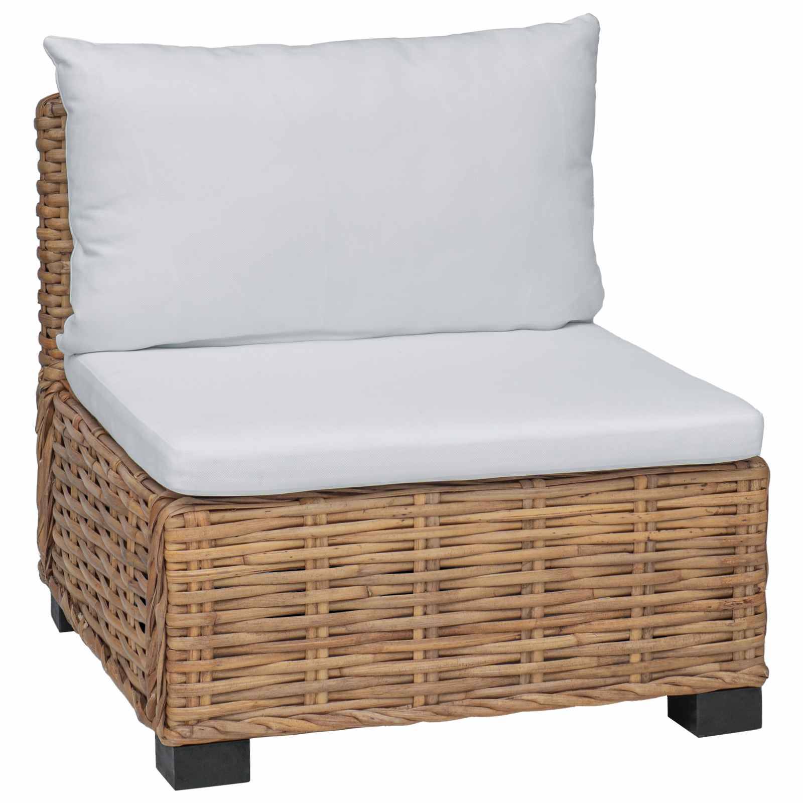 vidaXL Mittels Sofa mit Kissen GENDT Naturrattan Natur