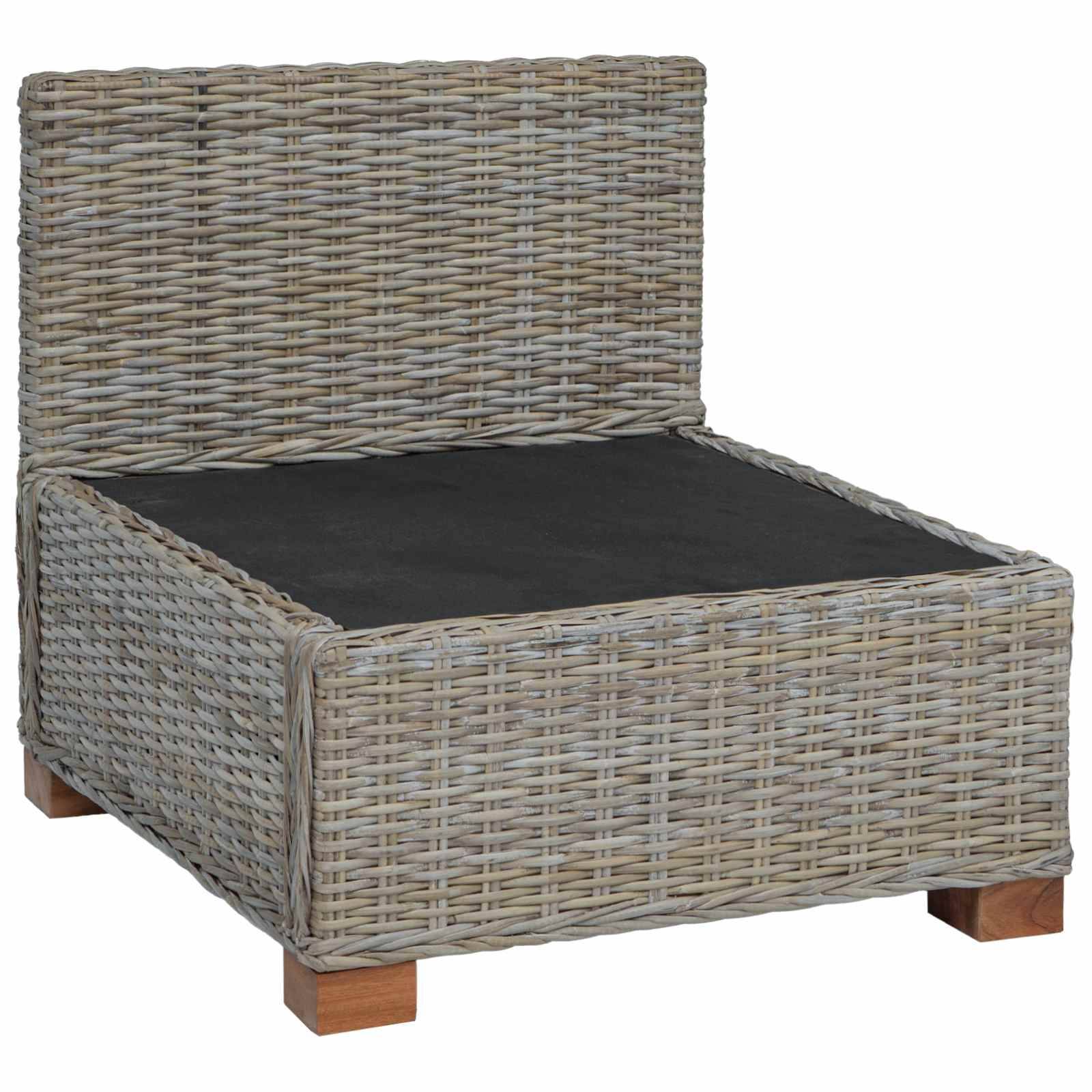 vidaXL Mittels Sofa mit Kissen GENDT Naturrattan Kubu Grau