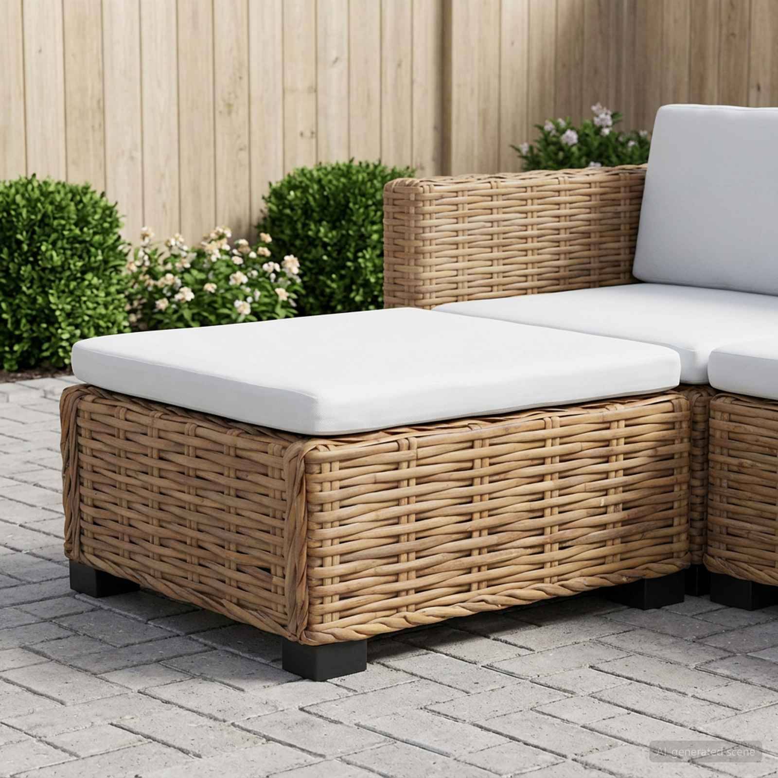vidaXL Hocker mit Kissen GENDT Naturrattan Natur
