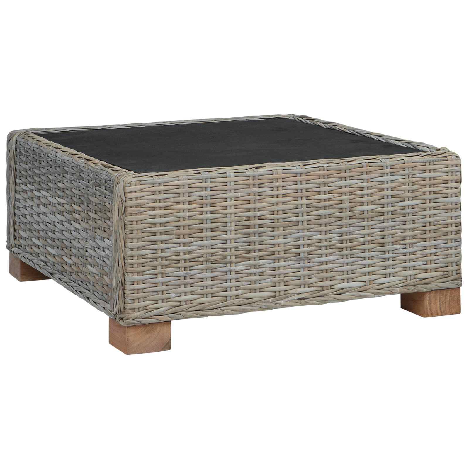 vidaXL Hocker mit Kissen GENDT Naturrattan Kubu Grau