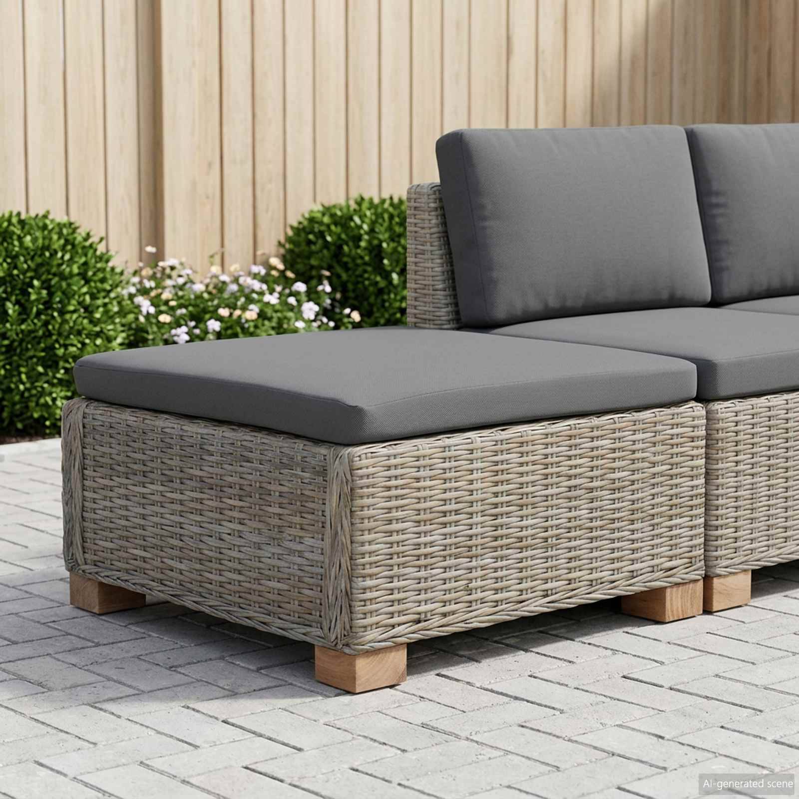 vidaXL Hocker mit Kissen GENDT Naturrattan Kubu Grau