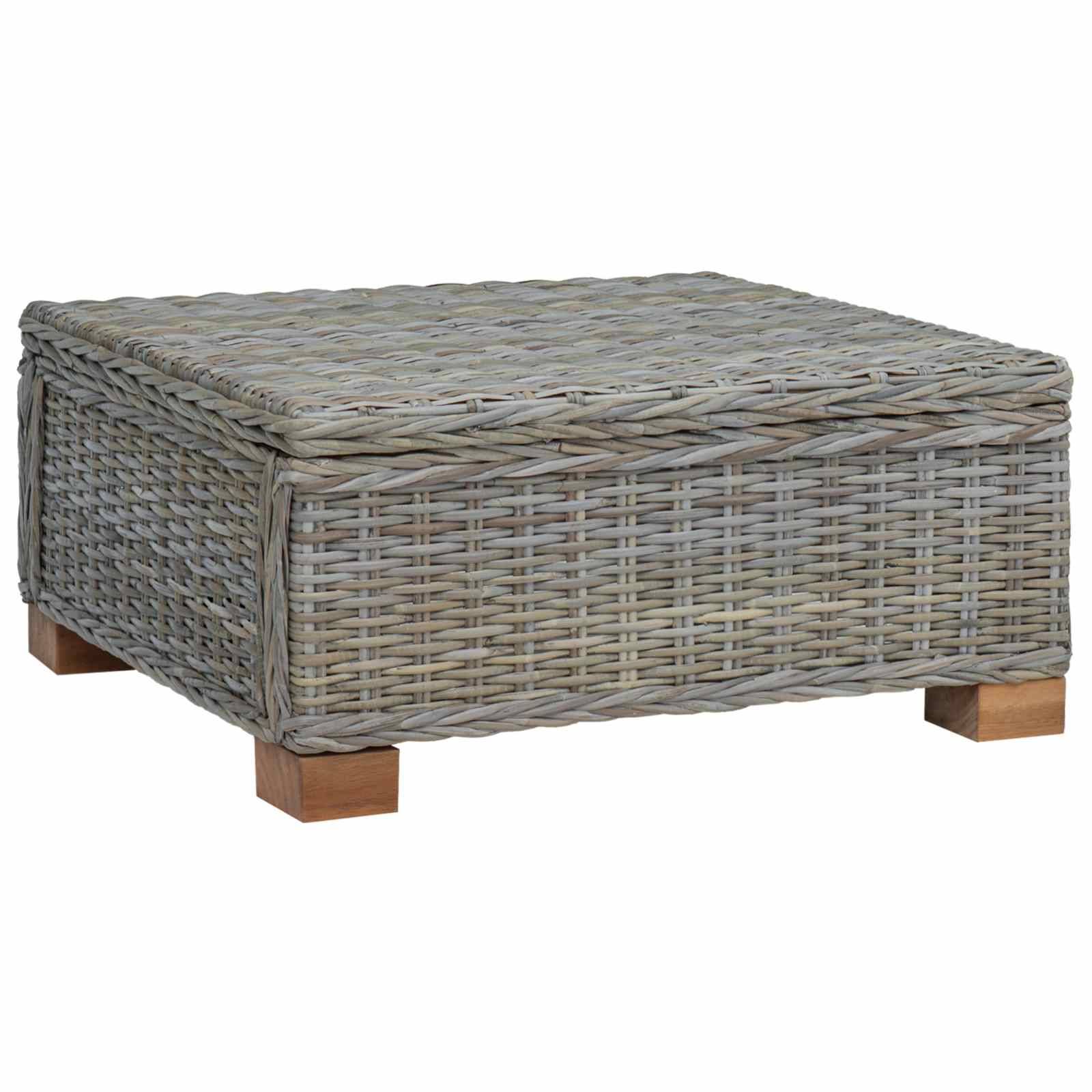 vidaXL Couchtisch GENDT Naturrattan Kubu Grau 67 x 60 x 30 cm