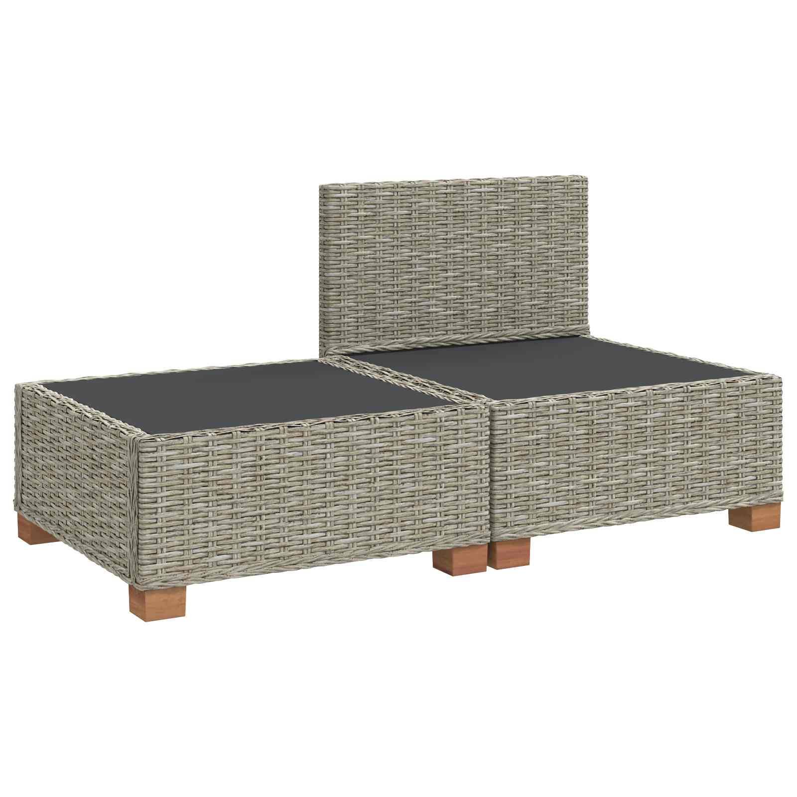 vidaXL 2 Stk. Rattan-Lounge-Set mit Kissen GENDT Naturrattan Kubu Grau