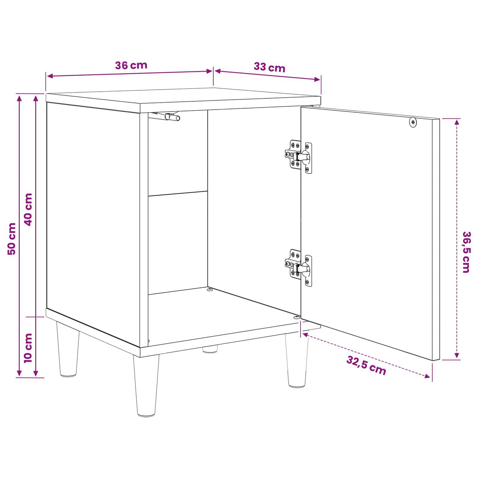vidaXL Nachttisch HANAU Sonoma-Eiche 36 x 33 x 50 cm Holzwerkstoff