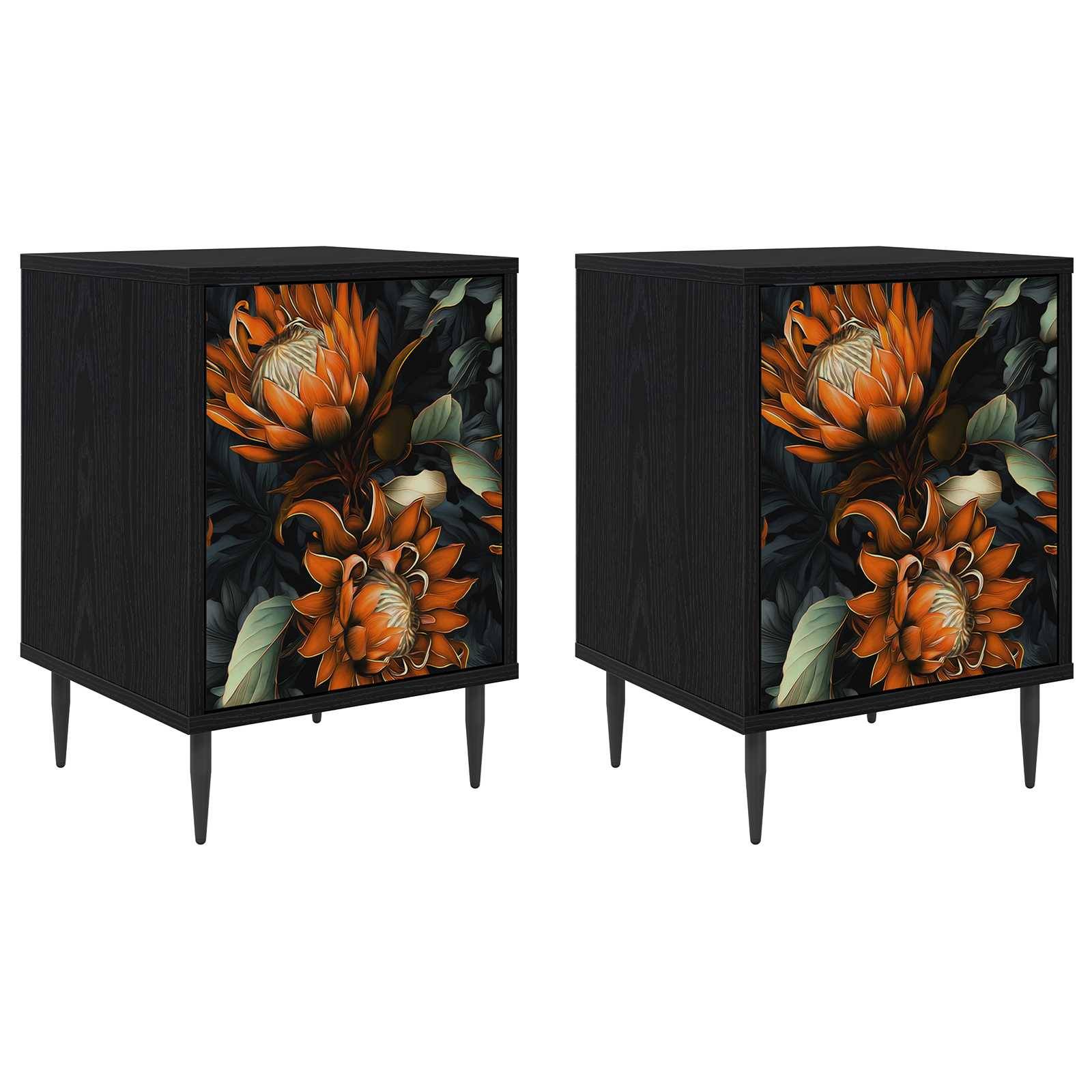 vidaXL Nachttisch LOCHEM 2 stk. Schwarz Eichen-Optik 36 x 33 x 51 cm