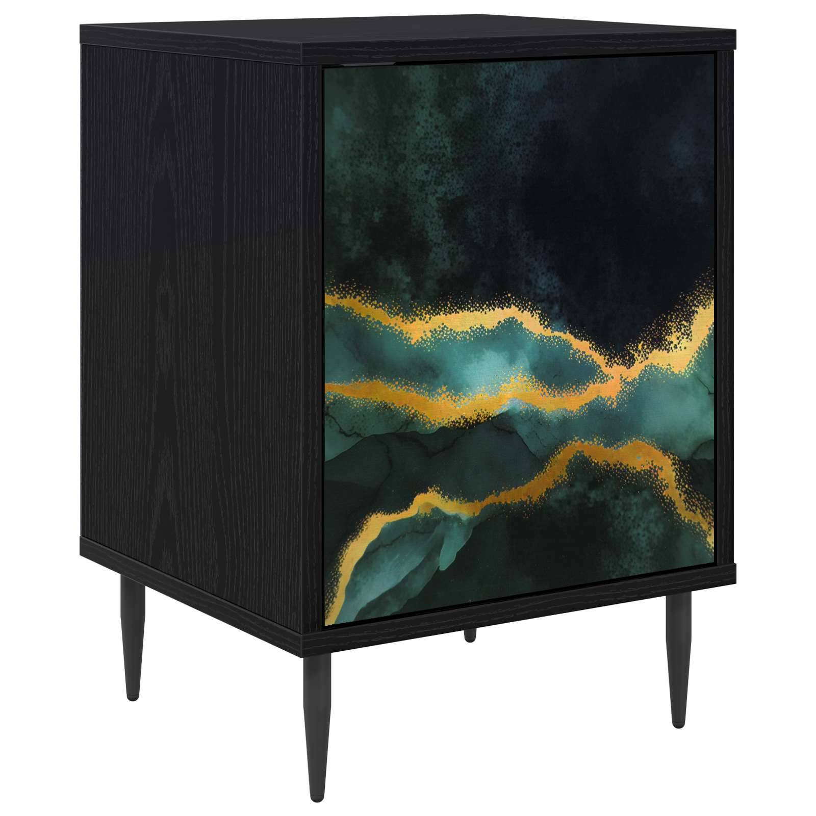 vidaXL Nachttisch WIJHE Schwarz Eichen-Optik 36 x 33 x 51 cm