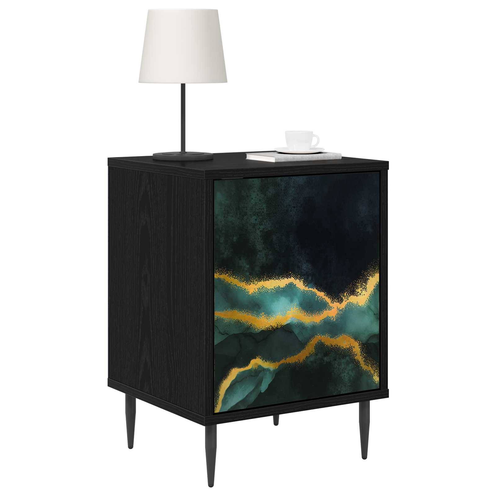 vidaXL Nachttisch WIJHE Schwarz Eichen-Optik 36 x 33 x 51 cm
