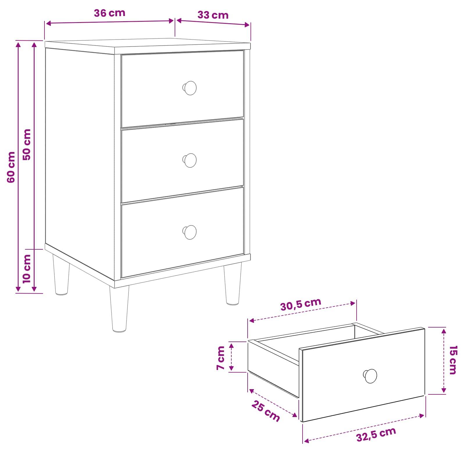 vidaXL Nachttisch AACHEN Sonoma-Eiche 36 x 33 x 60 cm Holzwerkstoff