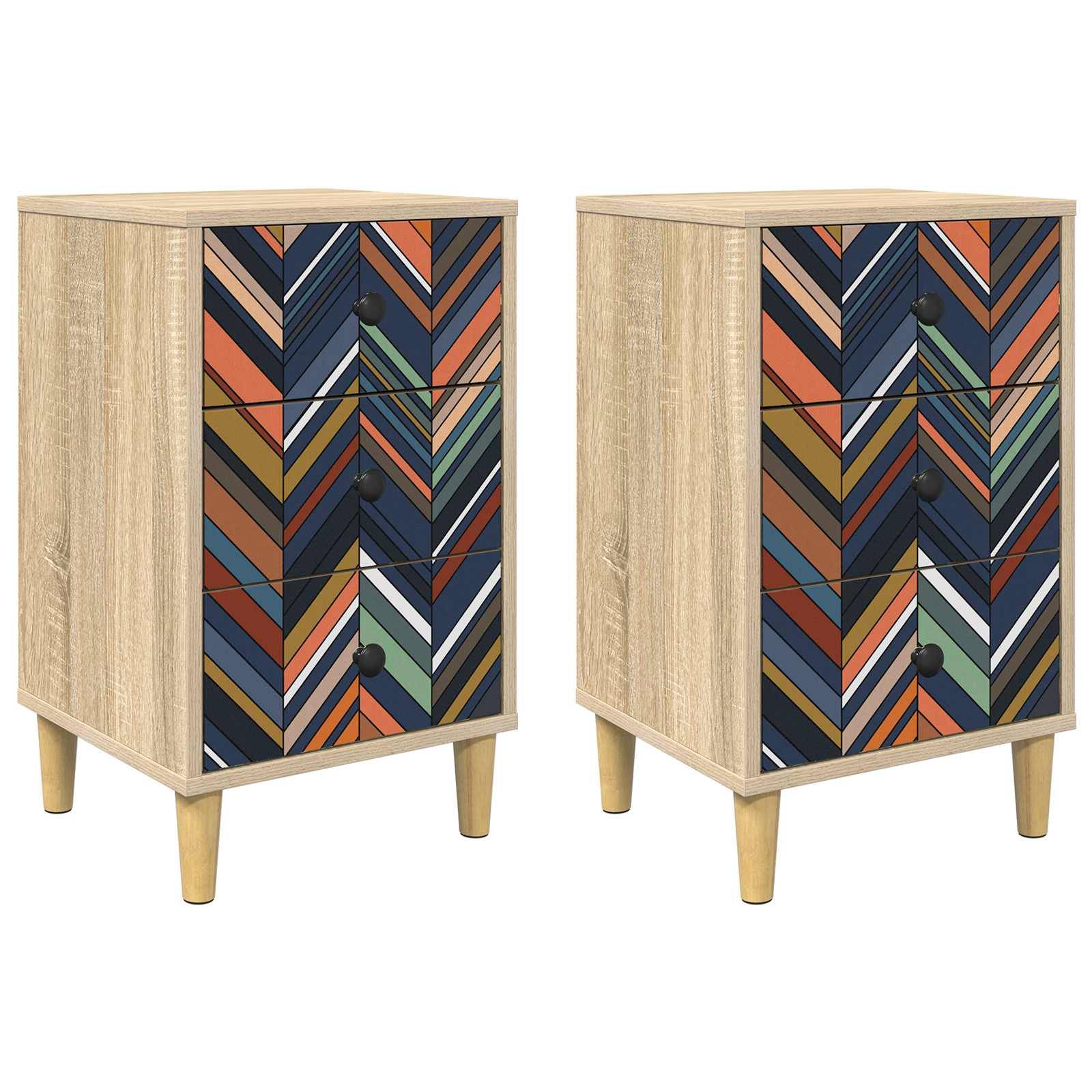 vidaXL Nachttisch OMMEN 2 stk. Sonoma-Eiche 36 x 33 x 60 cm