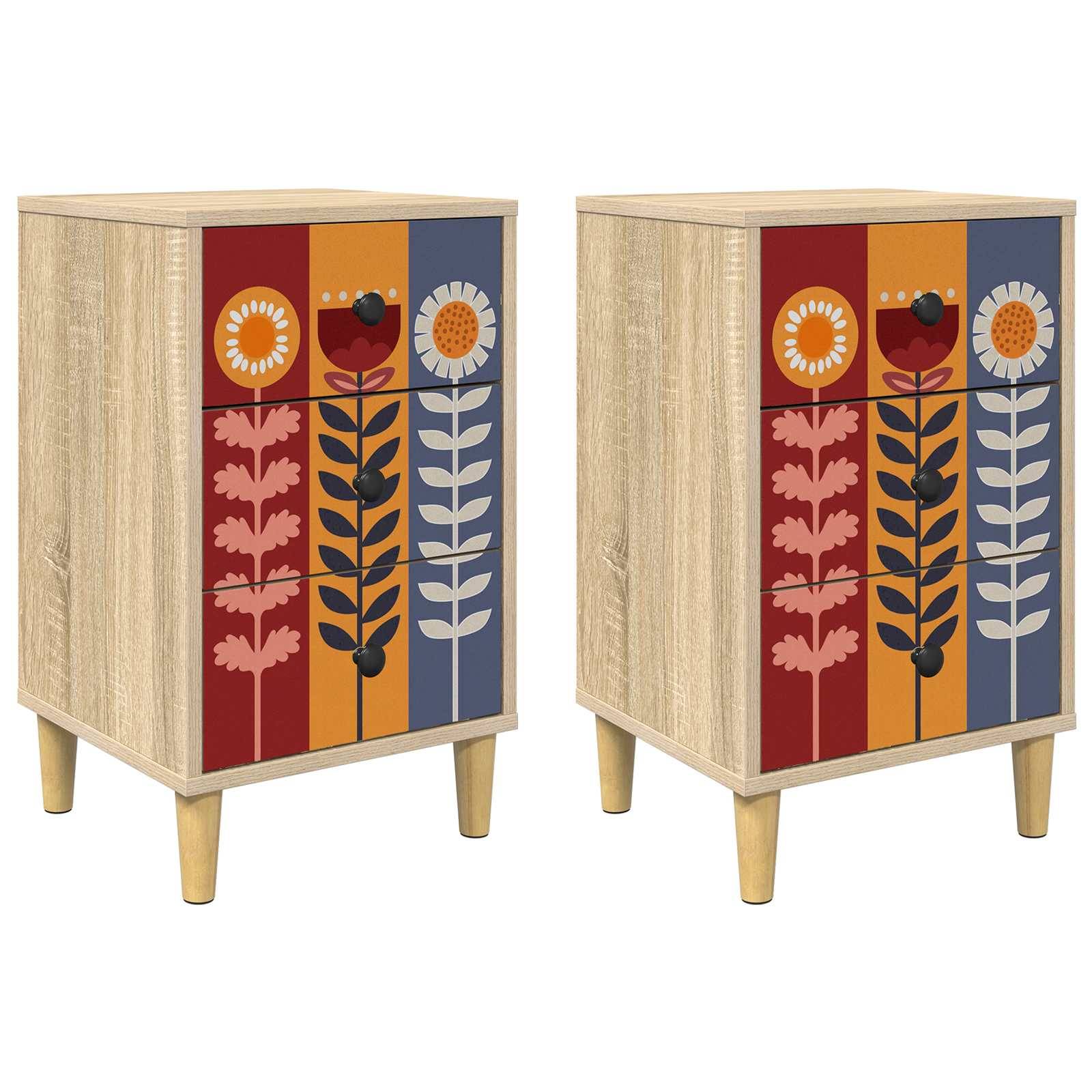 vidaXL Nachttisch ESSEN 2 stk. Sonoma-Eiche 36 x 33 x 60 cm