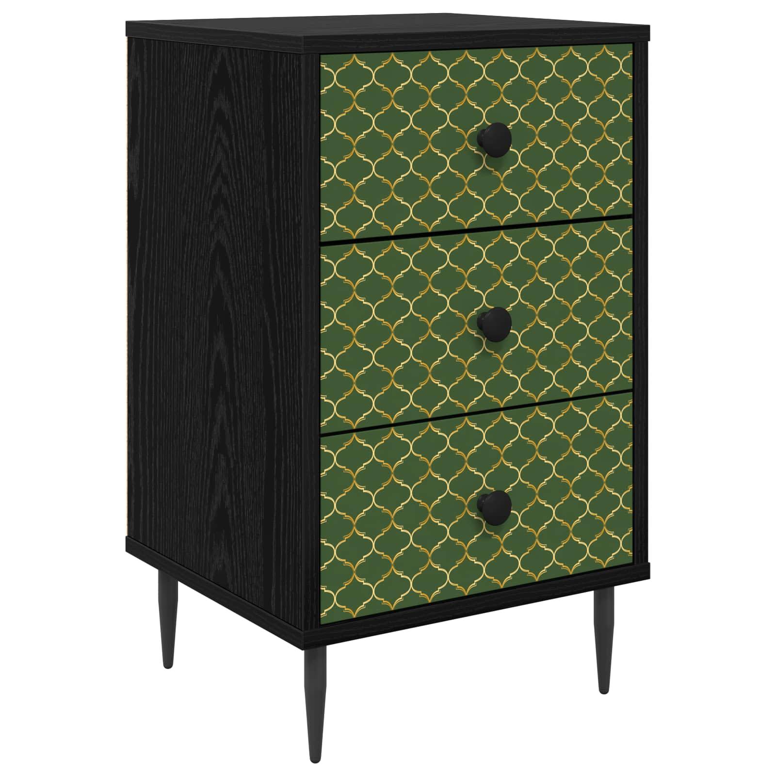 vidaXL Nachttisch GELEEN Schwarz Eichen-Optik 36 x 33 x 61 cm
