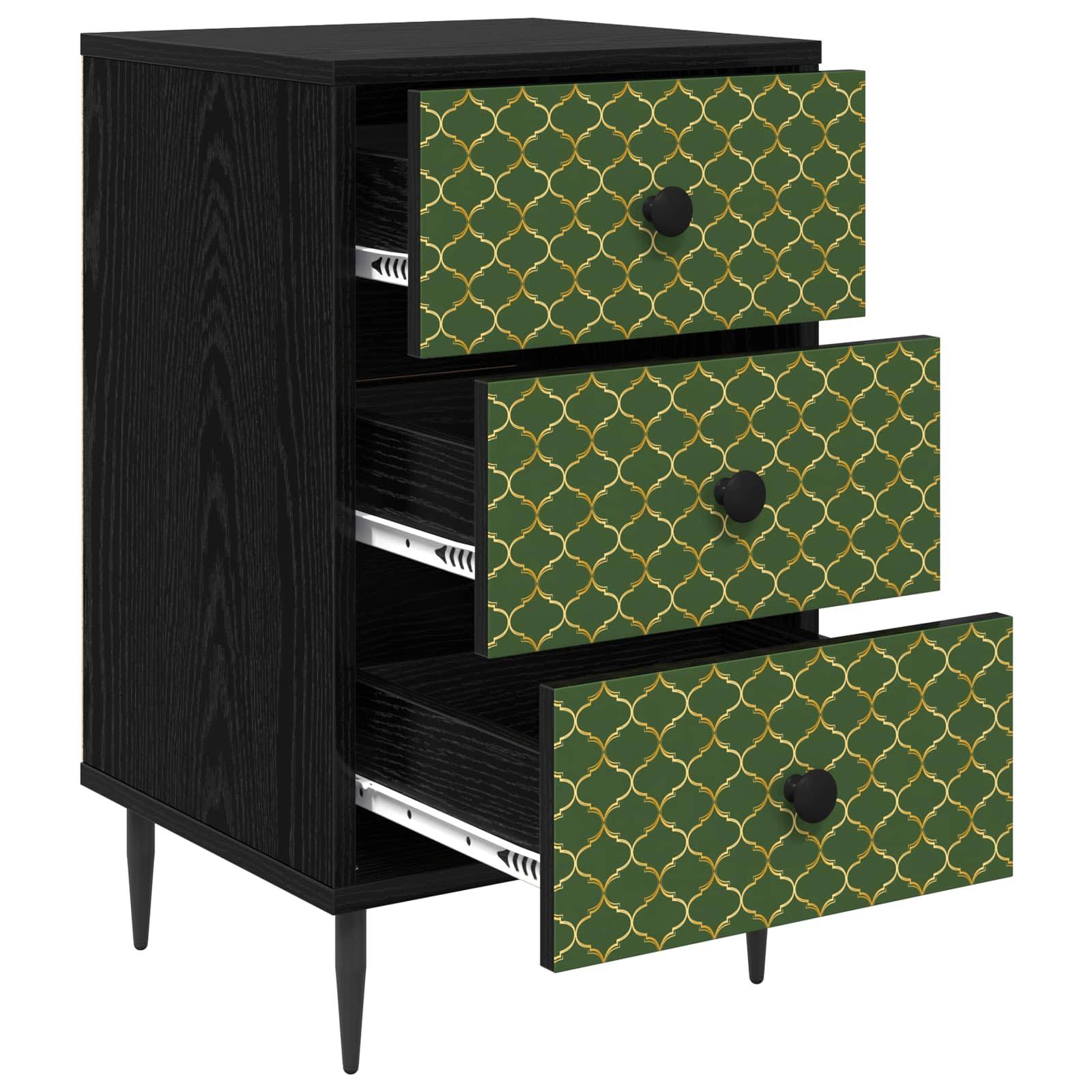 vidaXL Nachttisch GELEEN Schwarz Eichen-Optik 36 x 33 x 61 cm
