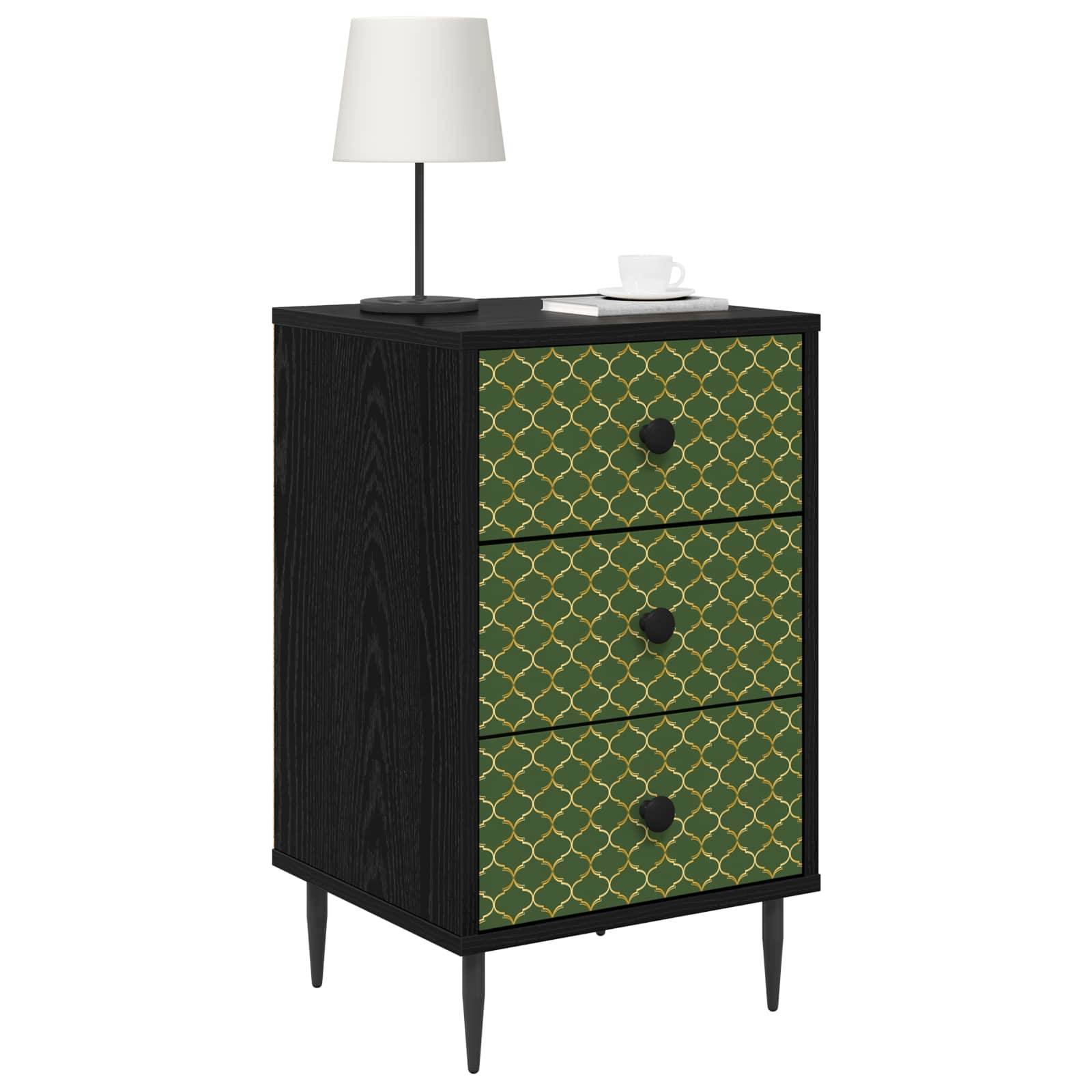 vidaXL Nachttisch GELEEN Schwarz Eichen-Optik 36 x 33 x 61 cm