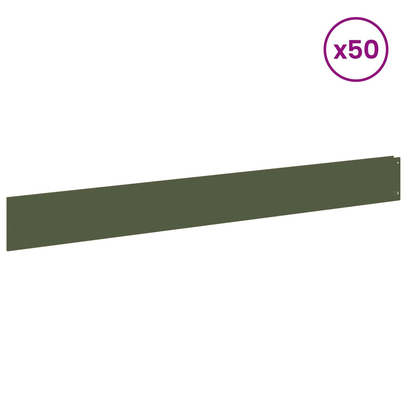 vidaXL Raseneinfassung 50 Stk. 100 x 12 cm Stahl Olivgrün