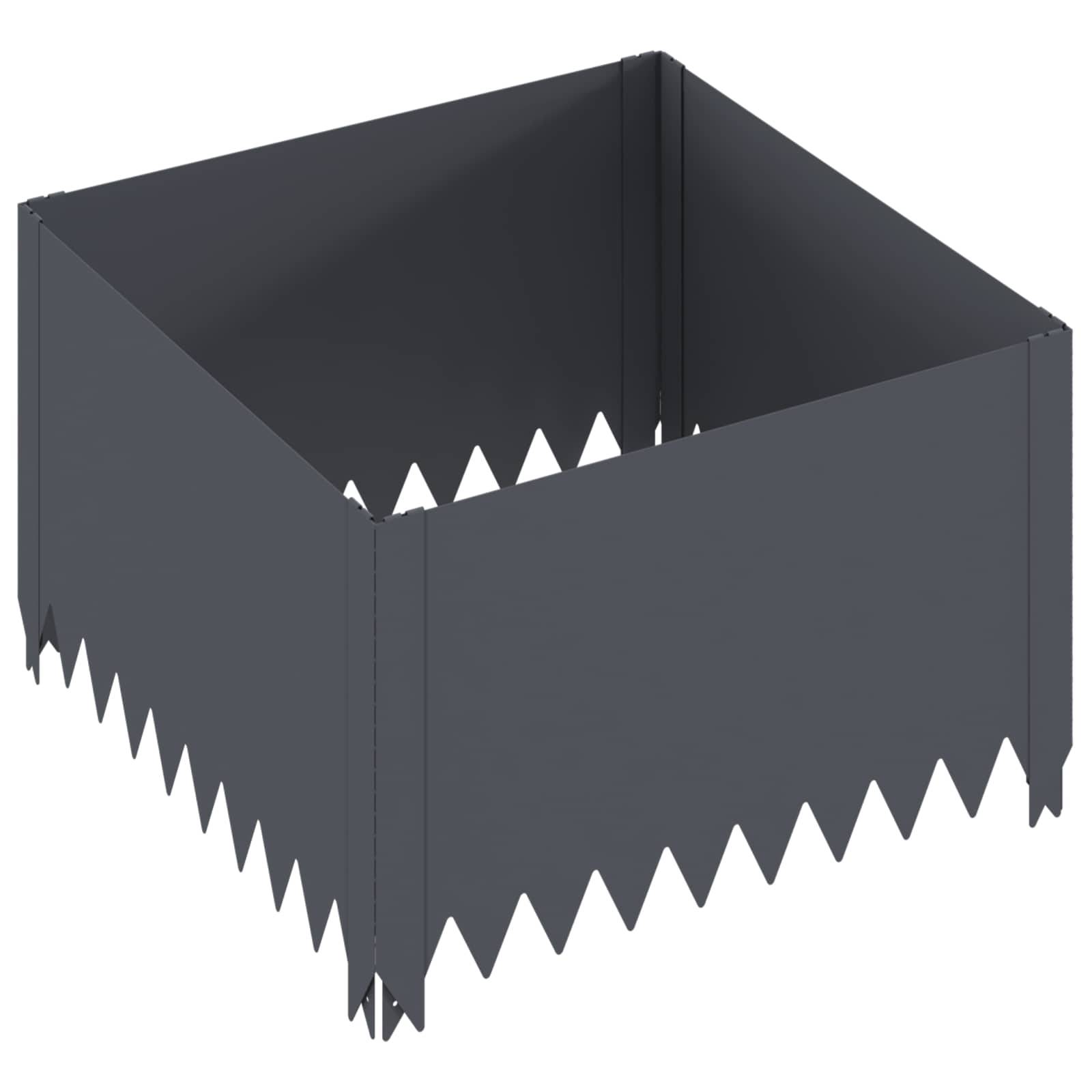 vidaXL Raseneinfassung 4 Stk. 60 x 60 x 35 cm Stahl Anthrazit