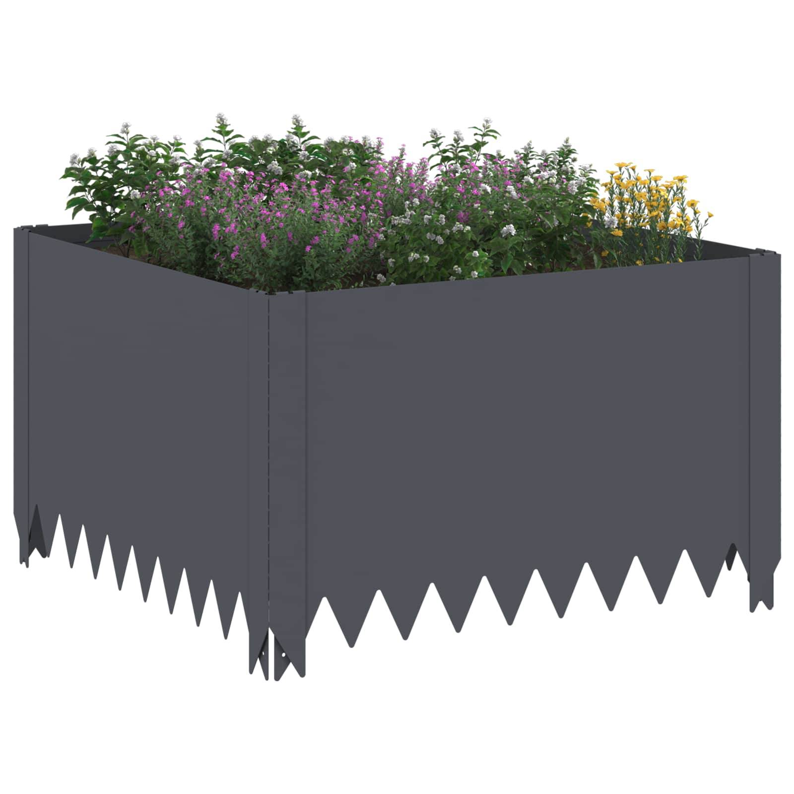 vidaXL Raseneinfassung 4 Stk. 60 x 60 x 35 cm Stahl Anthrazit