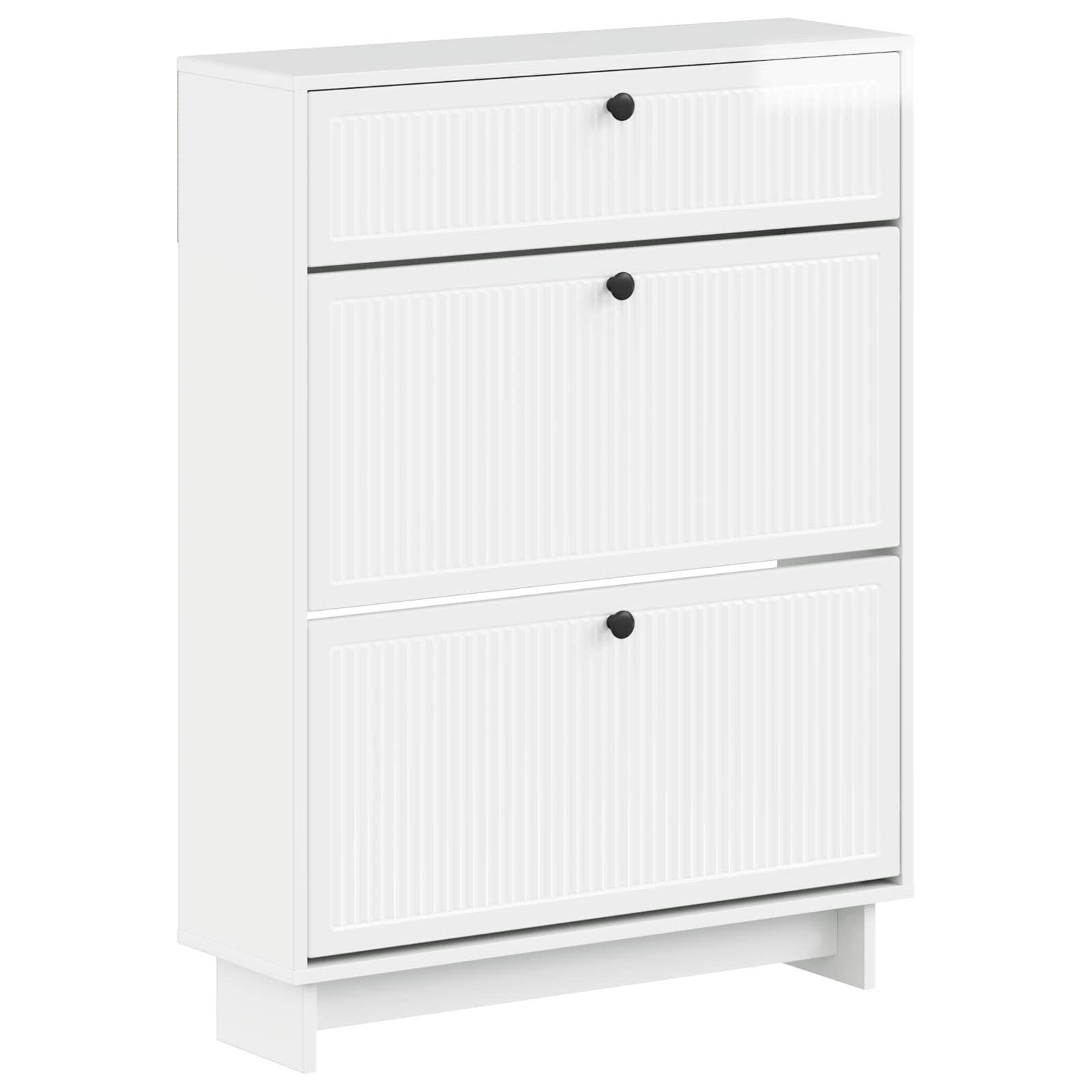 vidaXL Schuhschrank EDE 78 x 24 x 103 cm Holzwerkstoff Hochglanz Weiß