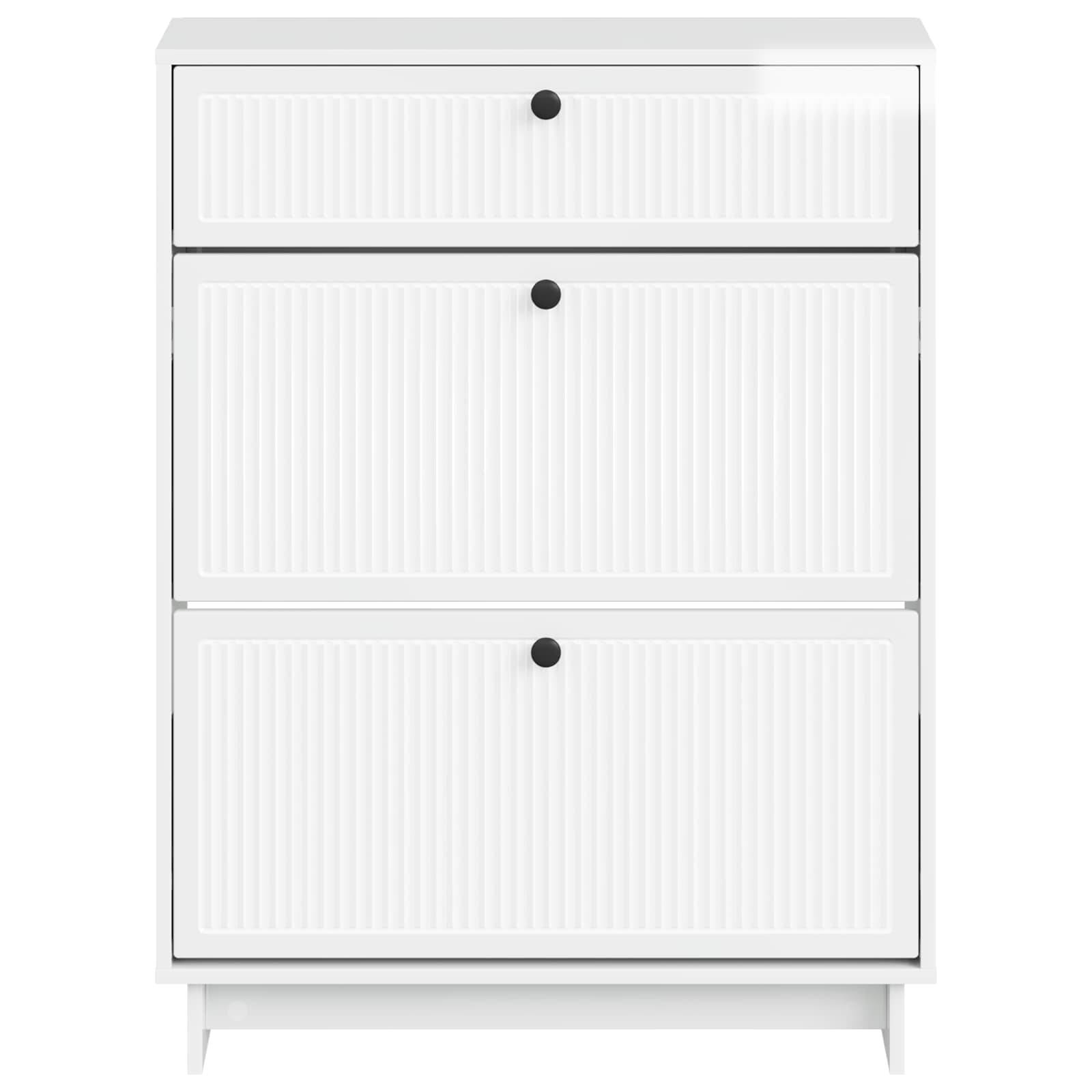 vidaXL Schuhschrank EDE 78 x 24 x 103 cm Holzwerkstoff Hochglanz Weiß