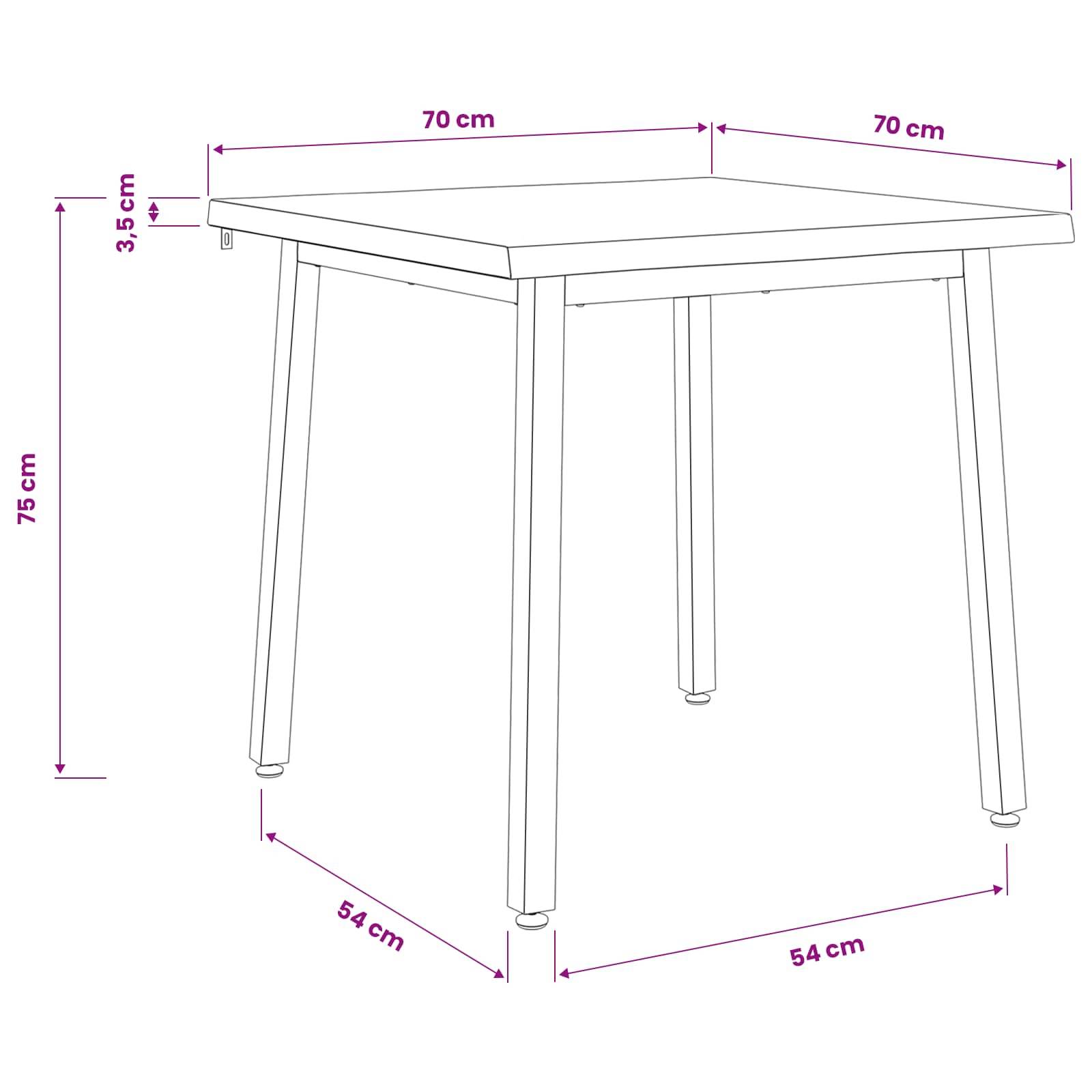 vidaXL 70 x 70 x 75 cm Massivholz Akazie Weiß Quadratisch