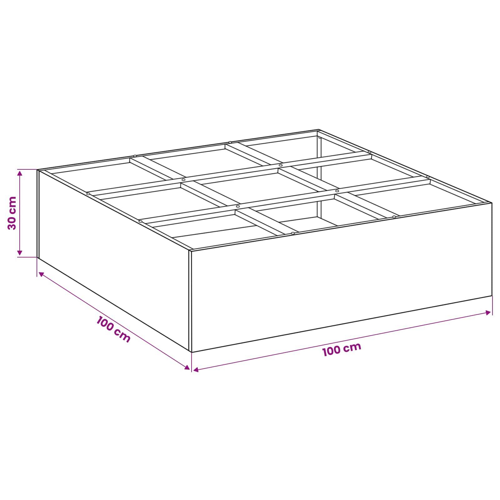 vidaXL Garten-Pflanzgefäß Weiß 100 x 100 x 30 cm Kaltgewalzter Stahl