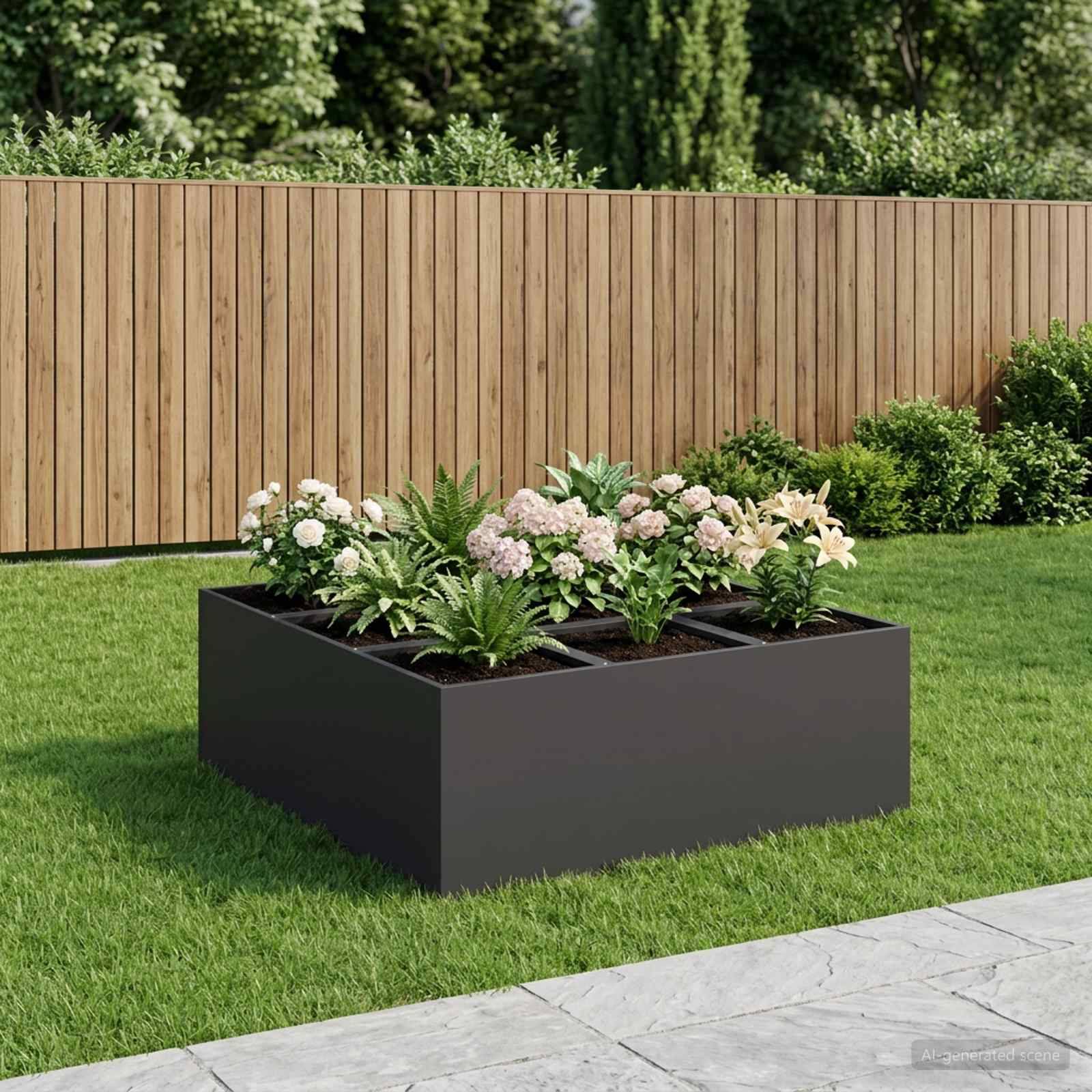 vidaXL Garten-Pflanzgefäß Schwarz 100 x 100 x 20 cm