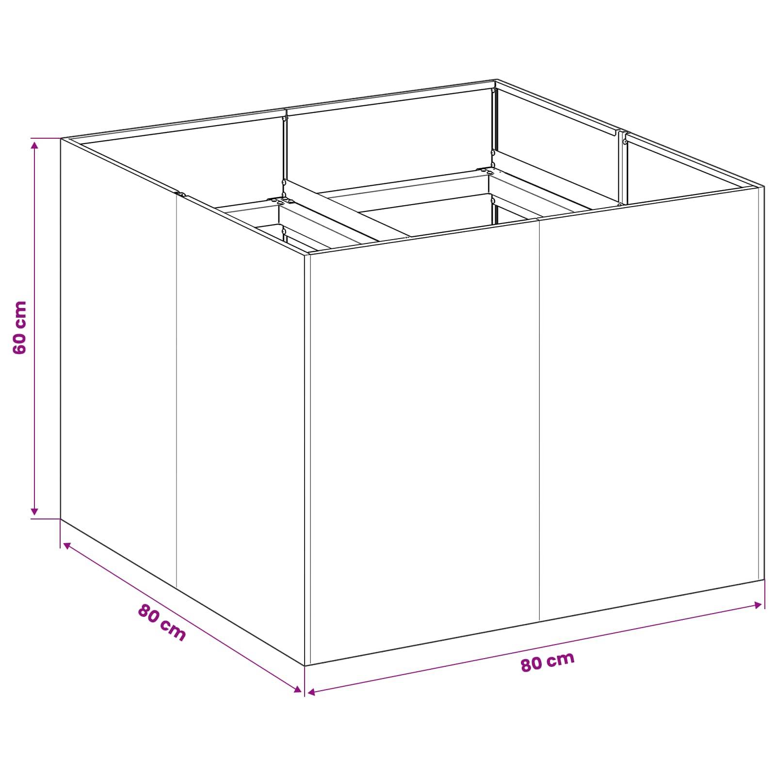 vidaXL Garten-Pflanzgefäß Schwarz 80 x 80 x 60 cm Kaltgewalzter Stahl