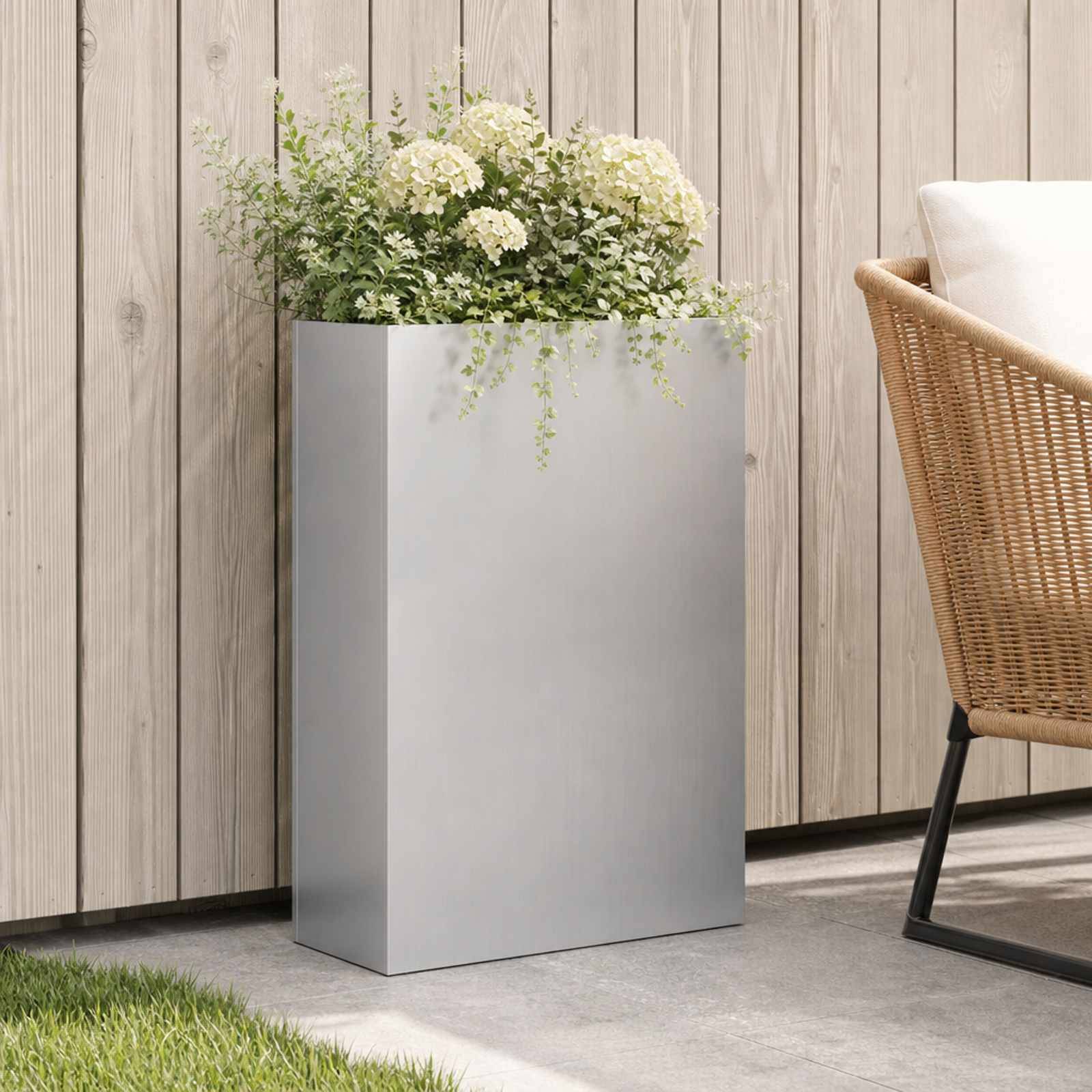 vidaXL Garten-Pflanzgefäß Silber 40 x 20 x 75 cm Verzinkter Stahl