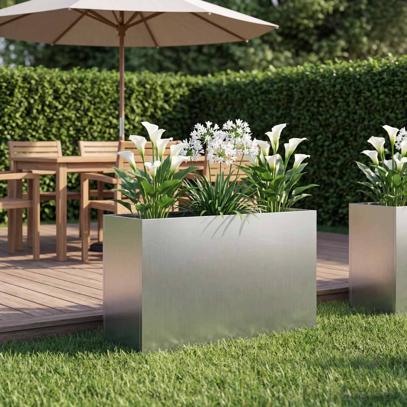 vidaXL Garten-Pflanzgefäß Silber 80 x 30 x 40 cm Verzinkter Stahl
