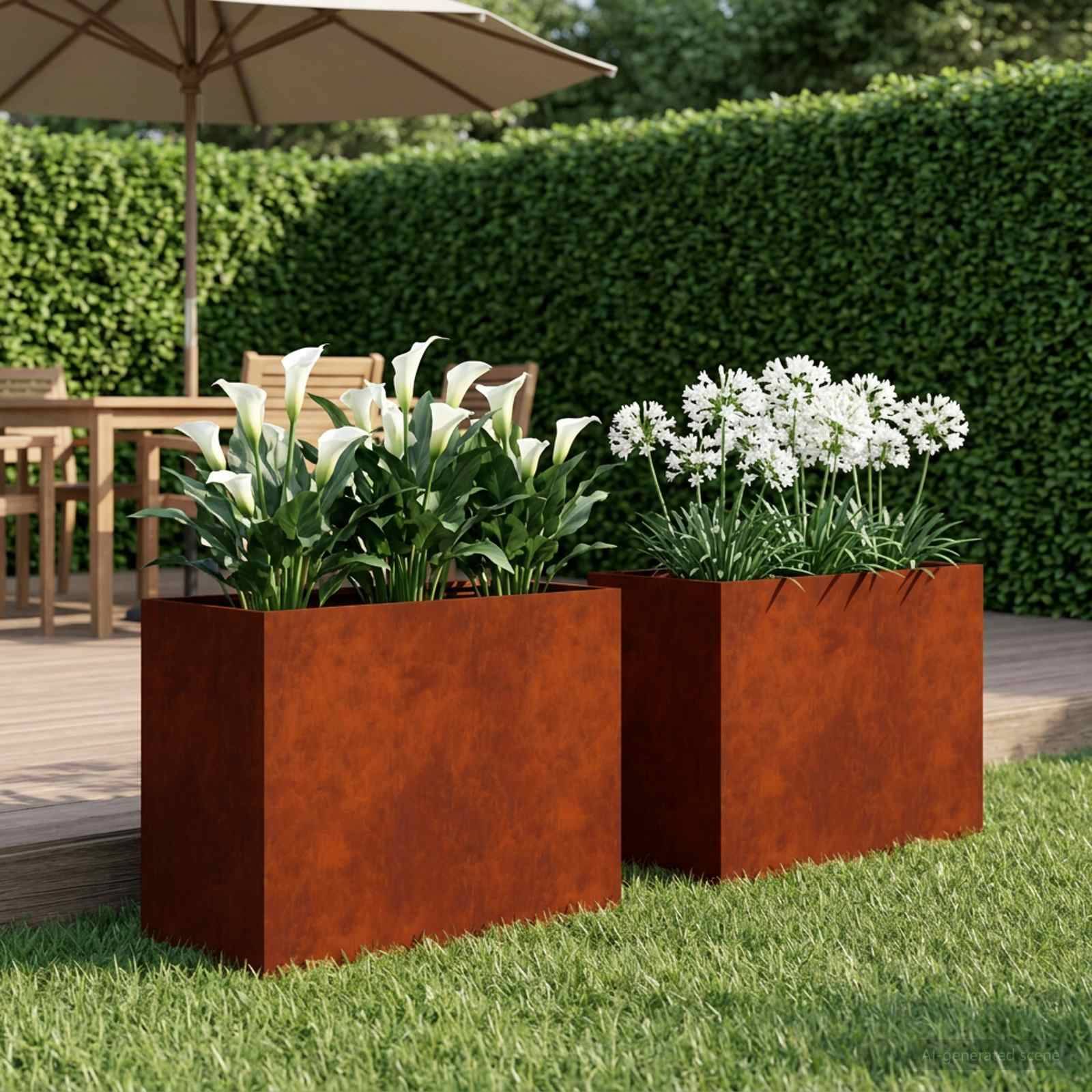 vidaXL Garten-Pflanzgefäß 2 Stk. Rostoptik 60 x 30 x 50 cm