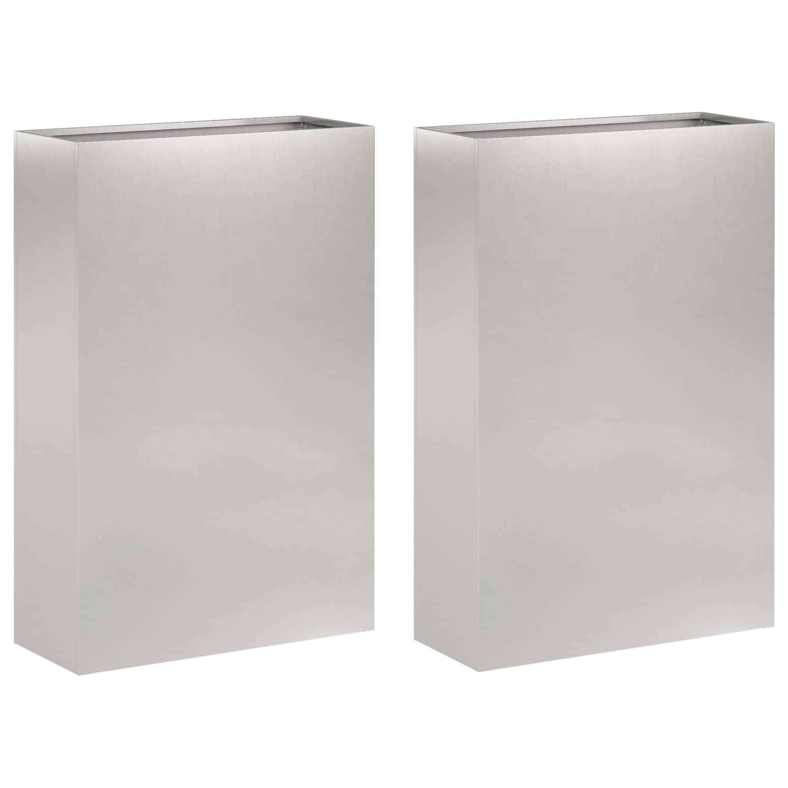 vidaXL Garten-Pflanzgefäß 2 Stk. Silber 50 x 20 x 75 cm Edelstahl